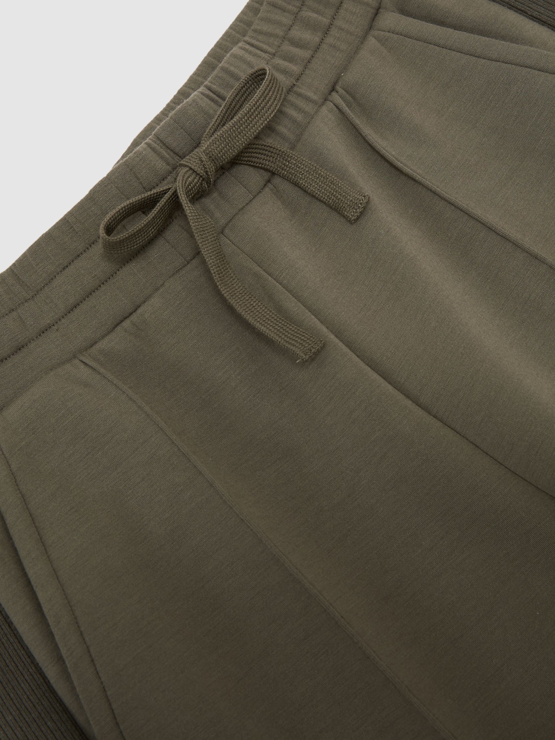 Premium Interlock Wide-Leg Joggers in Khaki Green - Image 6 of 6