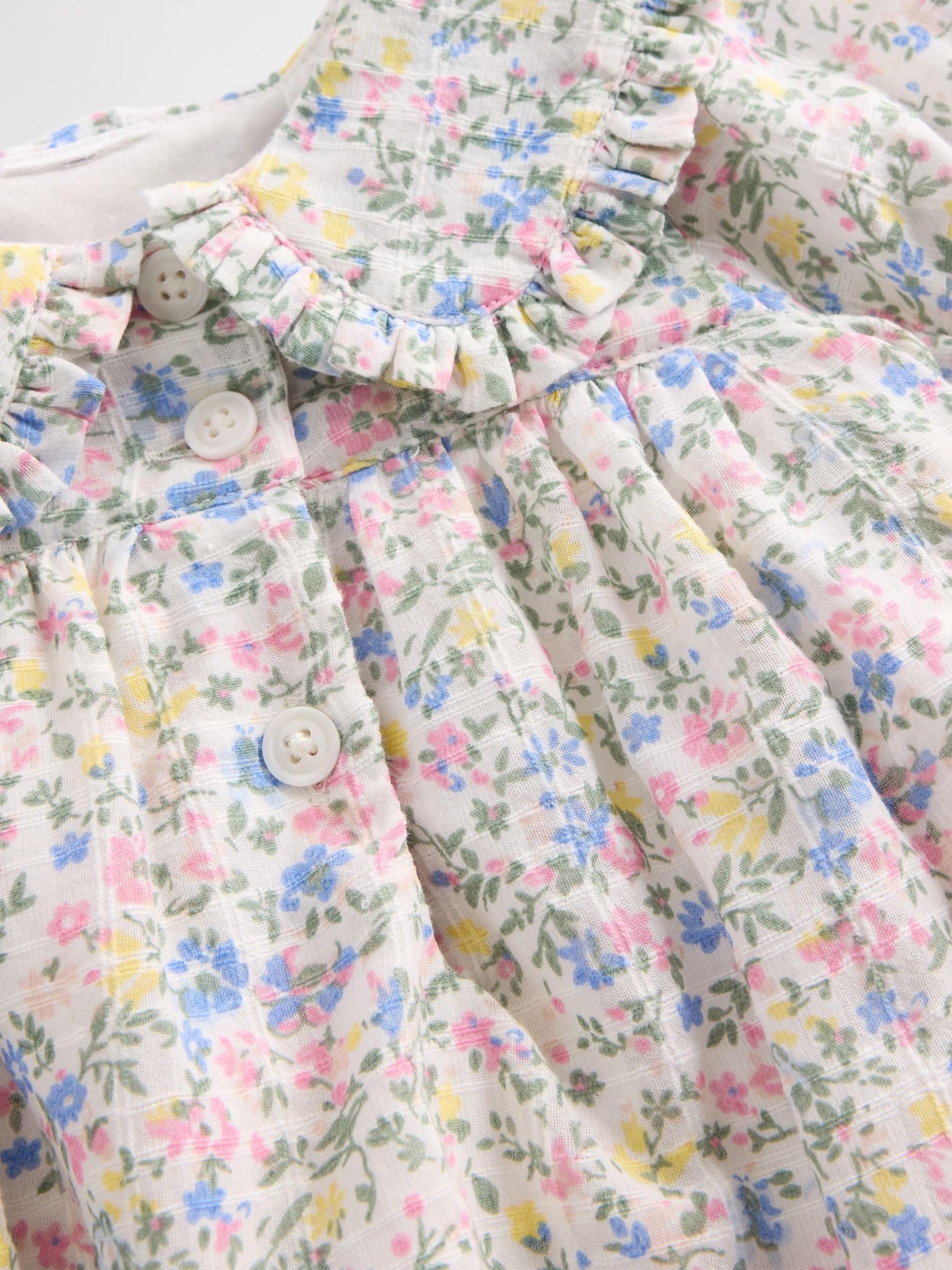 Pink Floral Ruffle Puff-Sleeve Outfit Set - Image 3 of 3