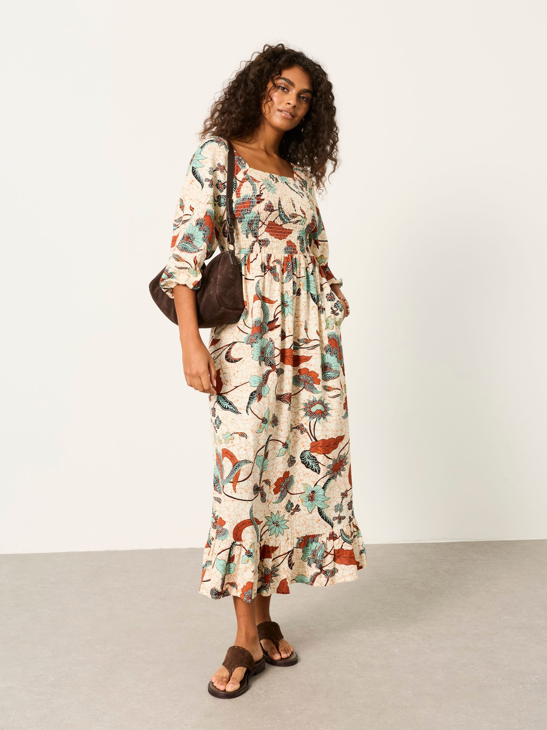 Adele Ivory Batik Petite Midi Dress - Image 1 of 6
