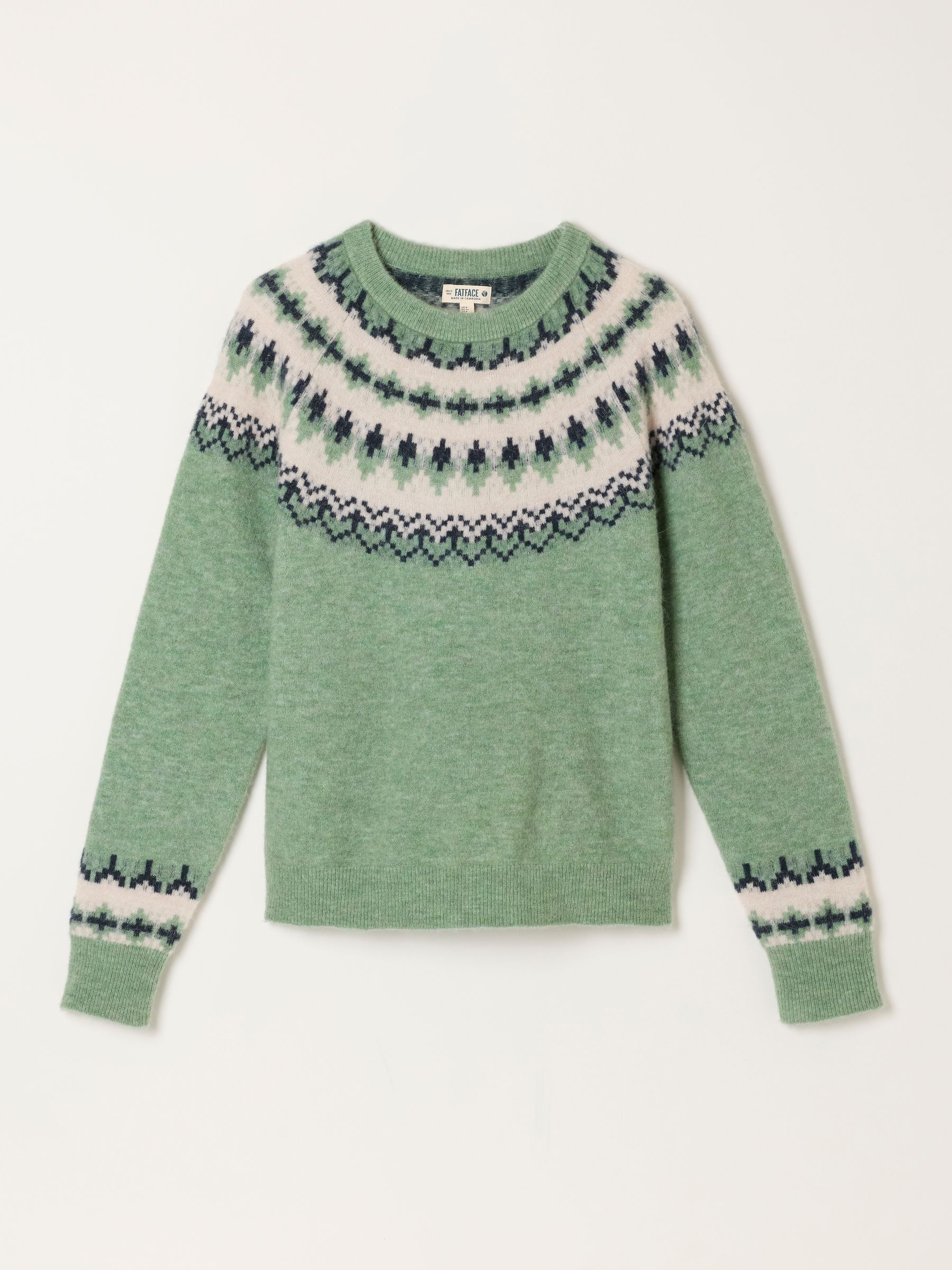 Halle Light Green Fairisle Knitted Crew Jumper - Image 6 of 6