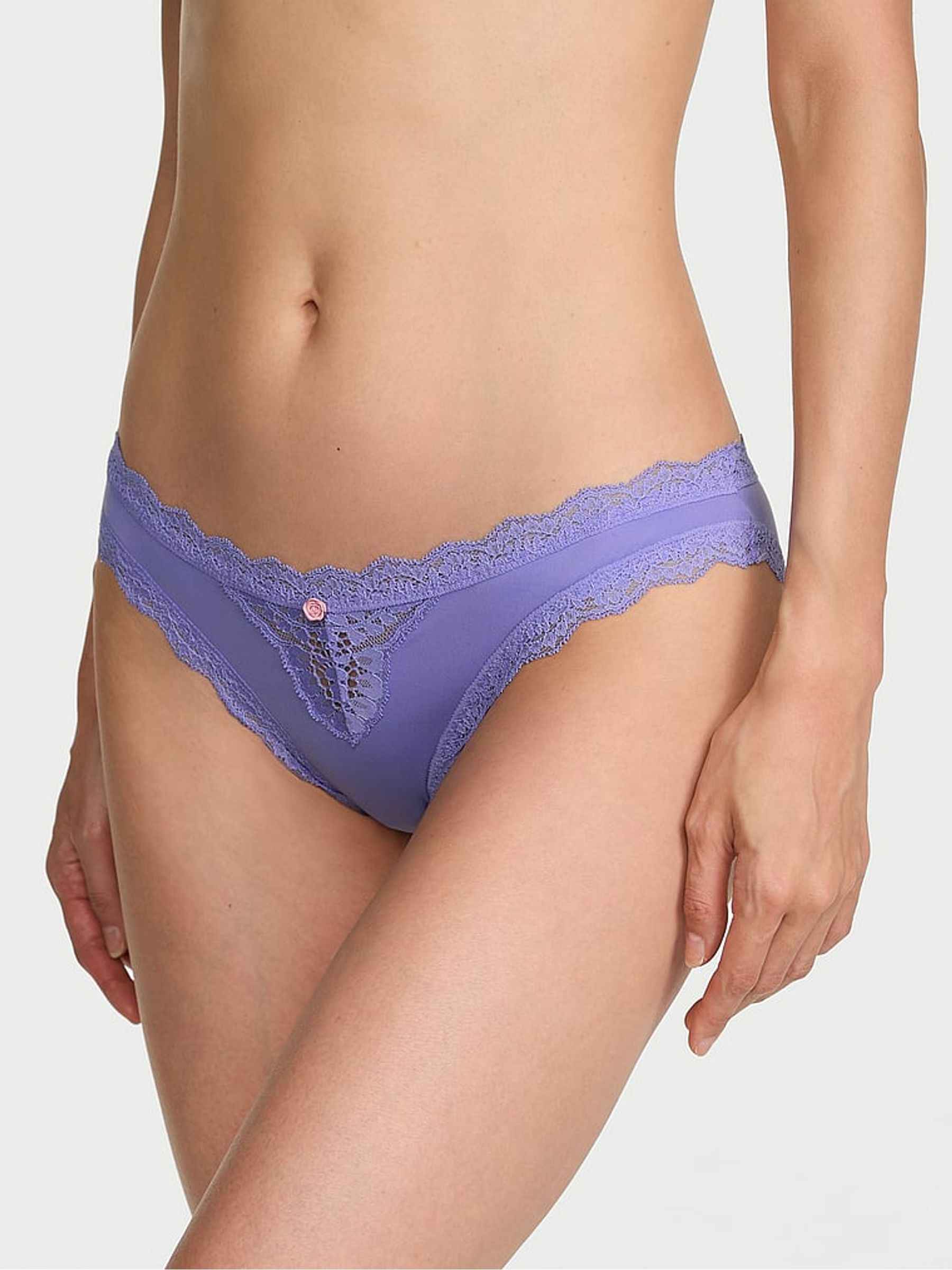 Verywinkle Purple Lace Trim Bikini Knickers - Image 1 of 2