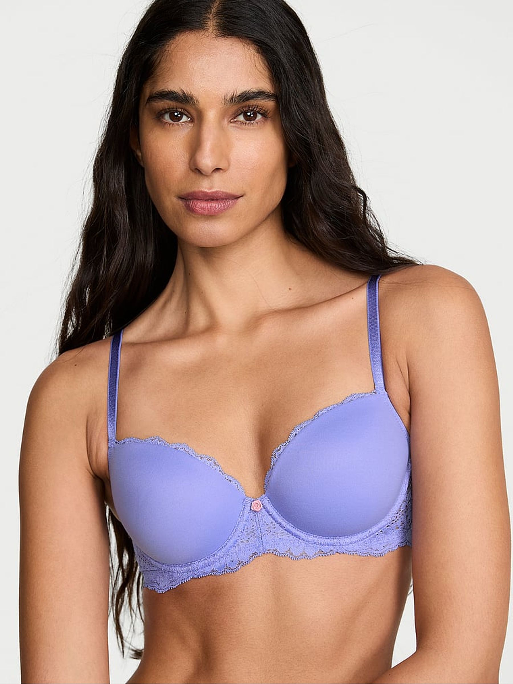 Verywinkle Purple Lace Trim Lightly Lined Demi Bra - Image 1 of 2