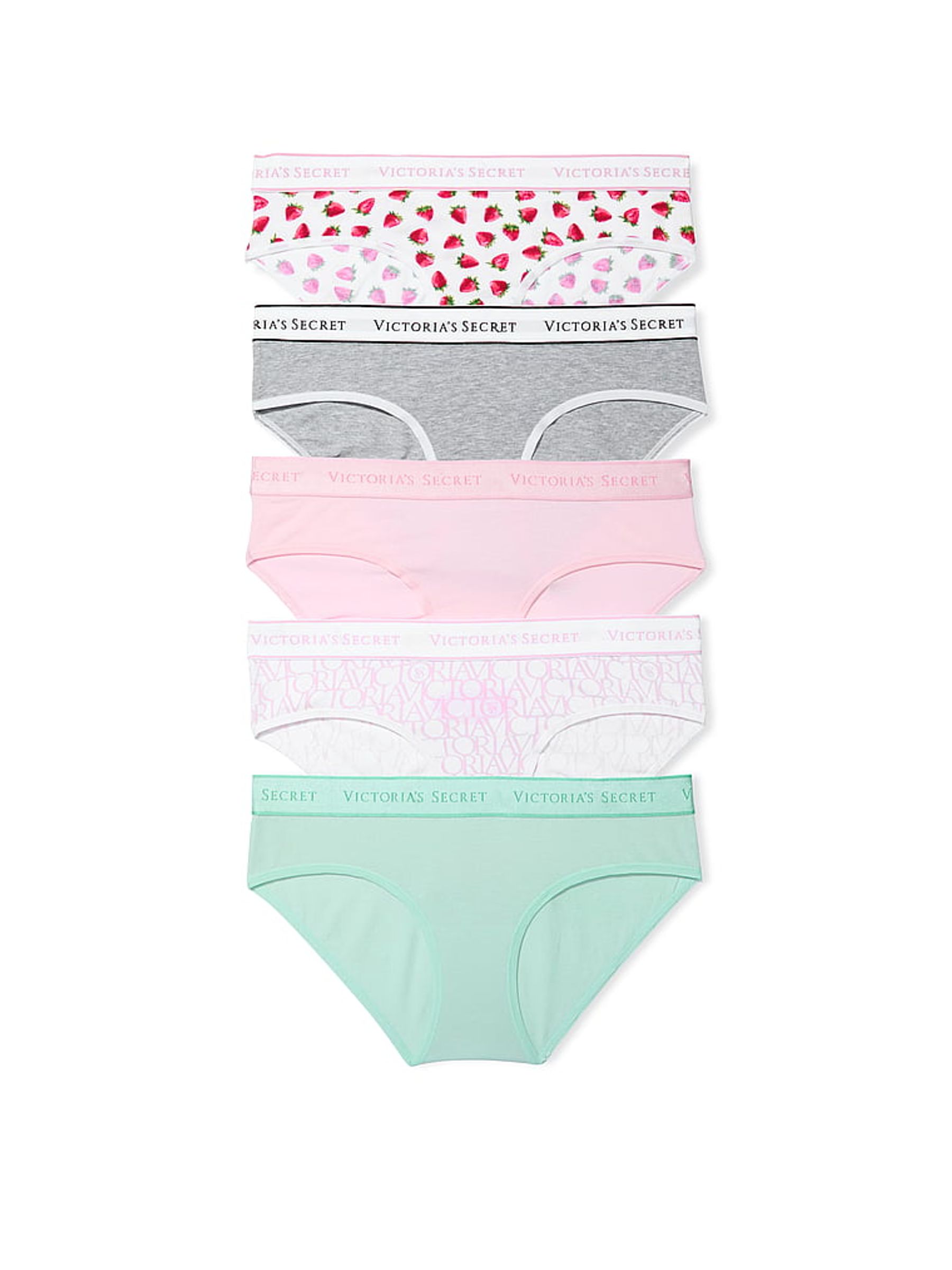 Grey/Pink/Green Hipster Knickers 5 Pack - Image 1 of 1