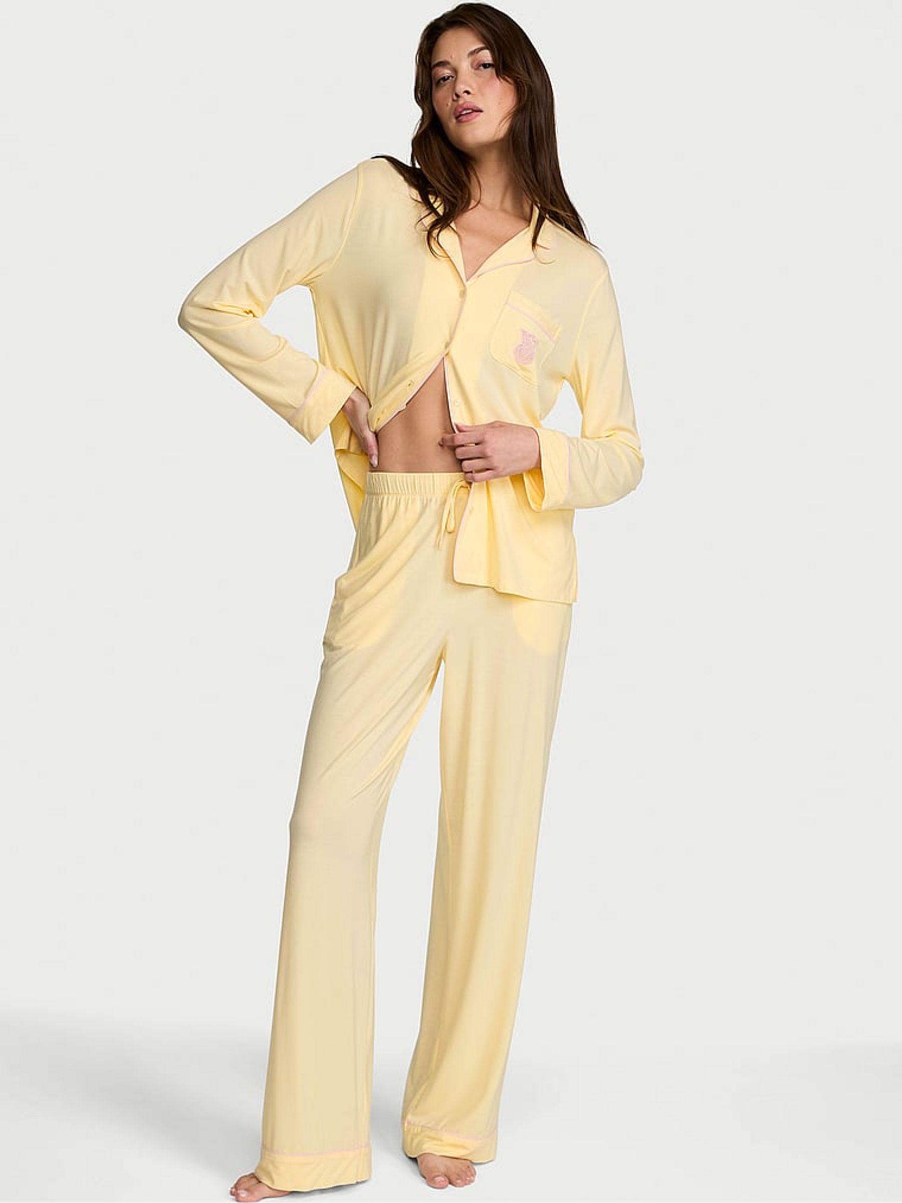 Sunny Honey Yellow Modal Long Pyjamas Set - Image 2 of 3