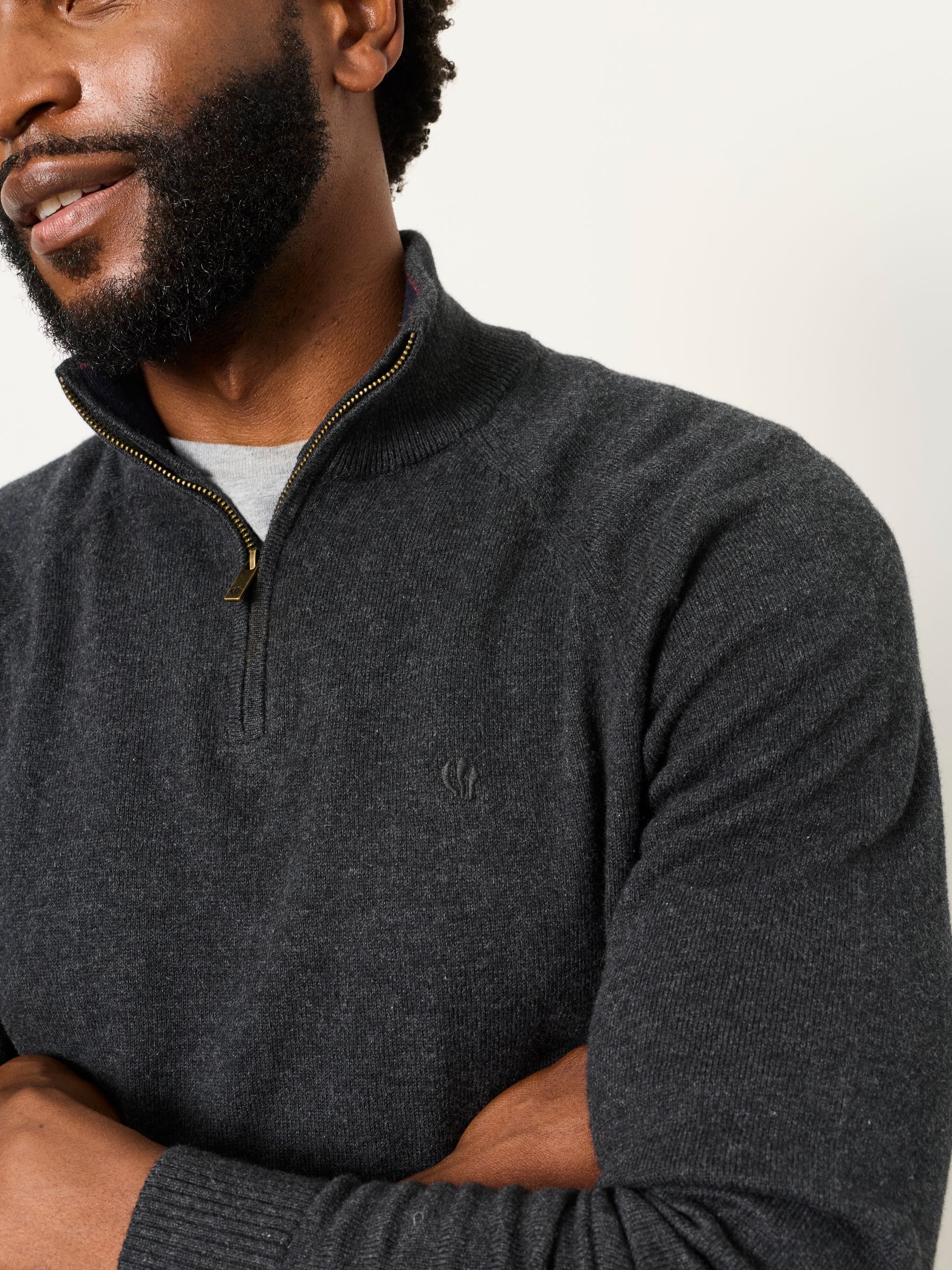 Rye Charcoal Grey Half Neck Knitted Jumper - Image 3 of 6