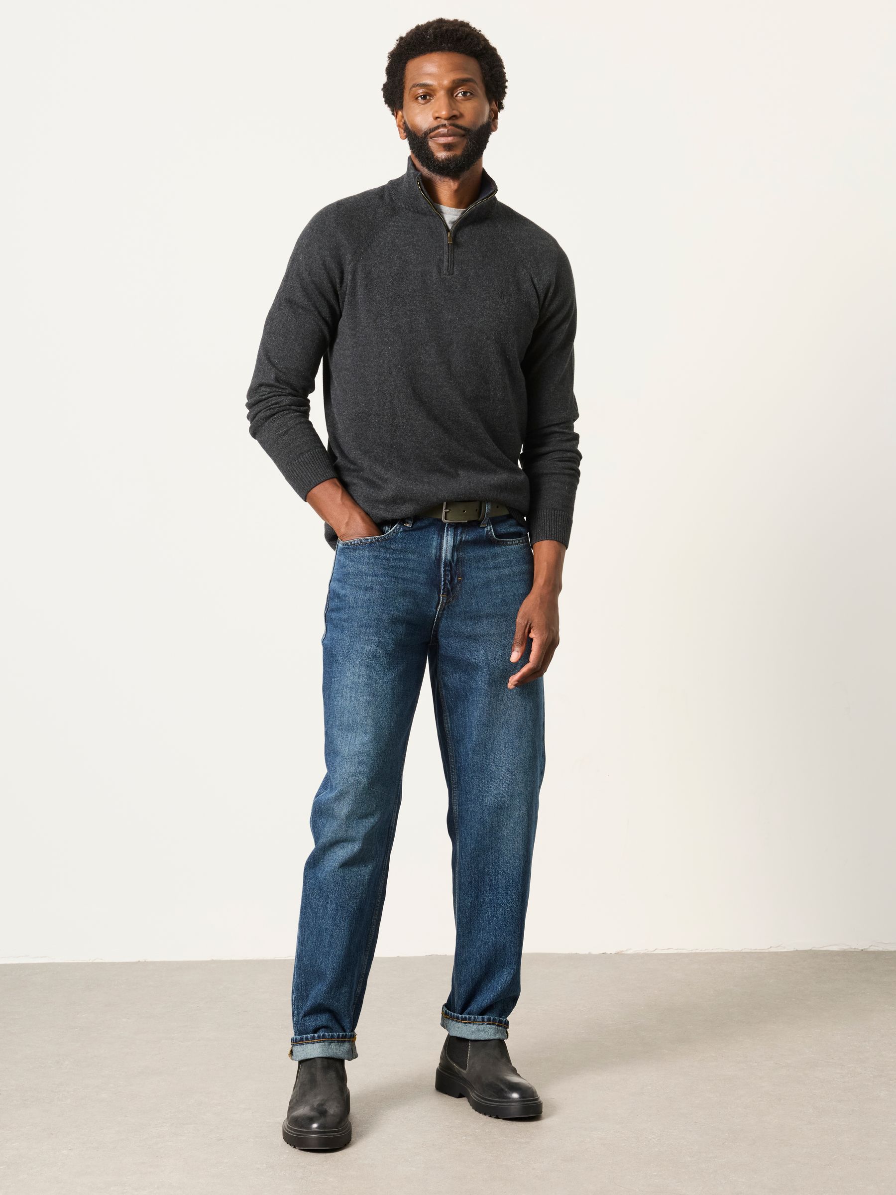 Rye Charcoal Grey Half Neck Knitted Jumper - Image 4 of 6