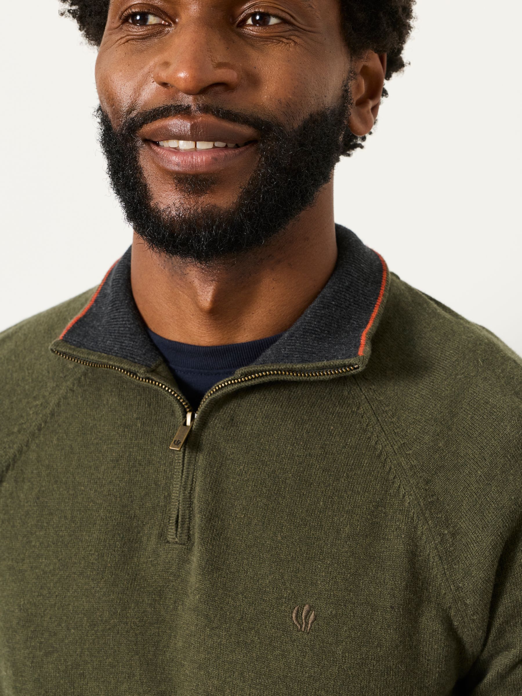 Rye Khaki Green Half Neck Knitted Jumper - Image 3 of 6