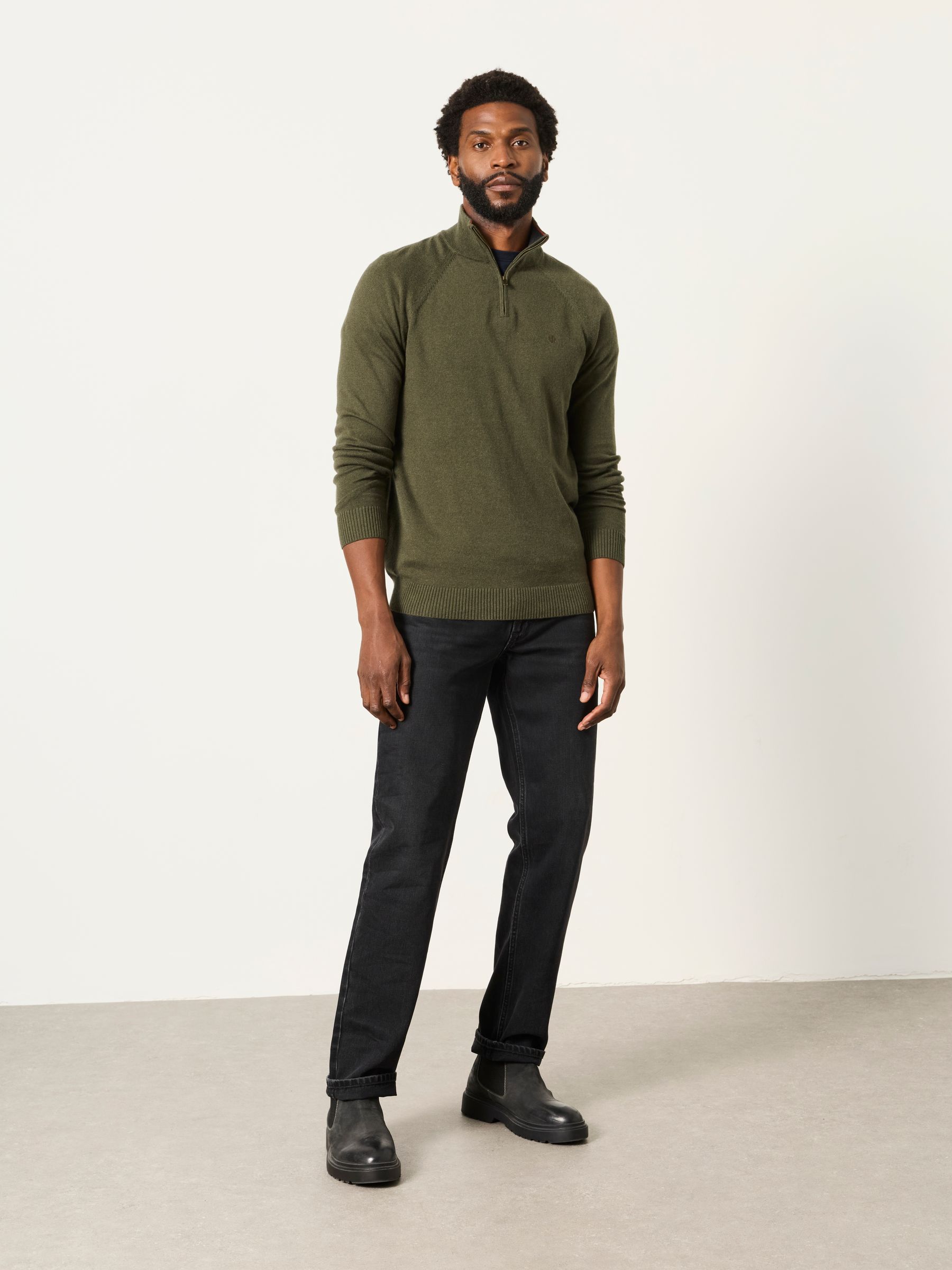 Rye Khaki Green Half Neck Knitted Jumper - Image 4 of 6