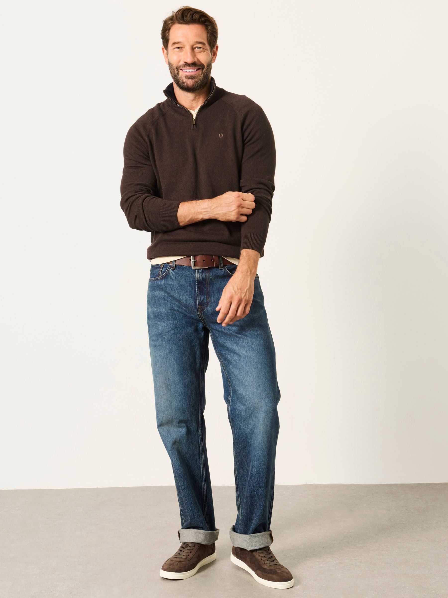 Rye Chocolate Brown Half Neck Knitted Jumper - Image 3 of 6