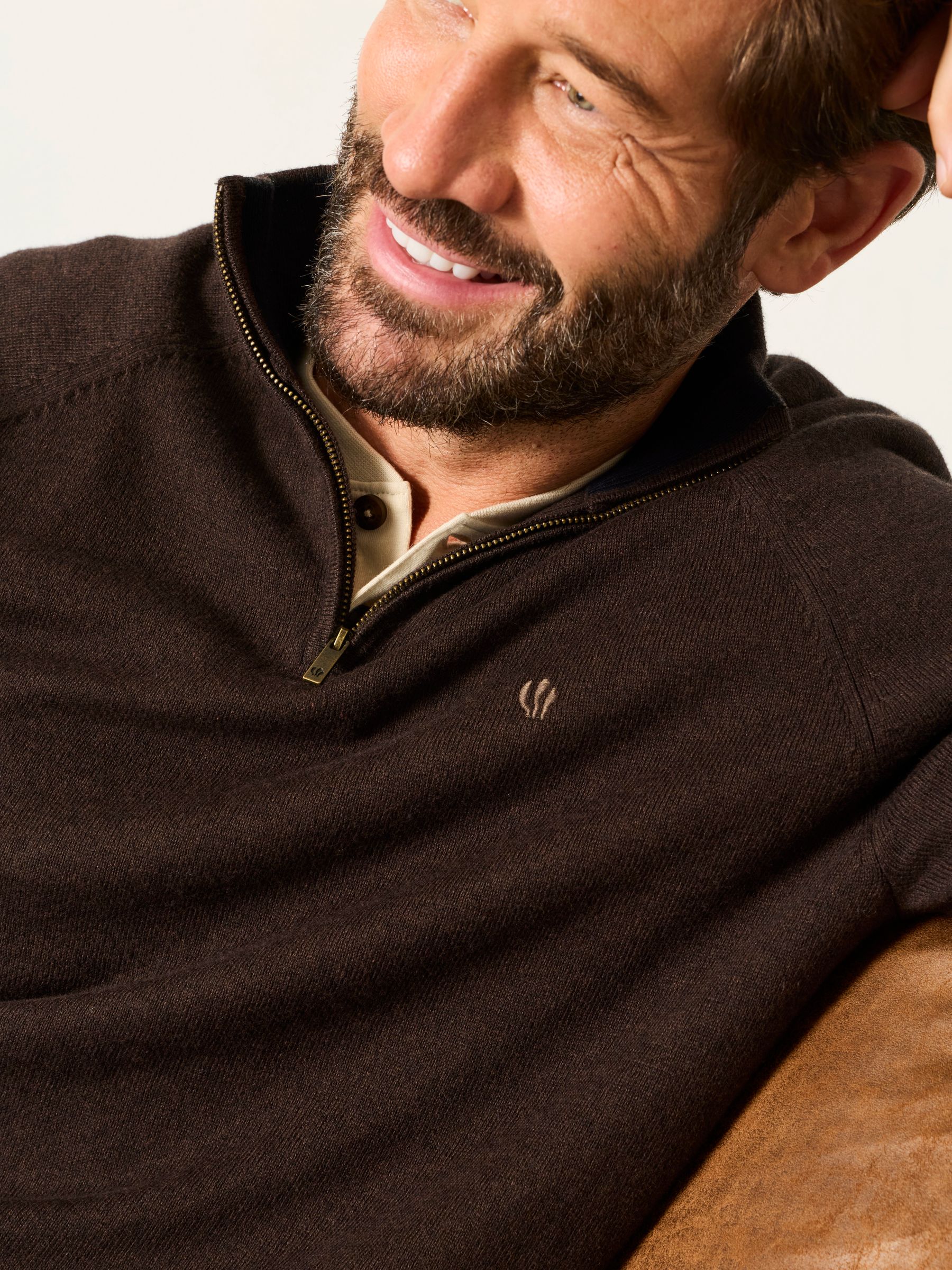 Rye Chocolate Brown Half Neck Knitted Jumper - Image 4 of 6