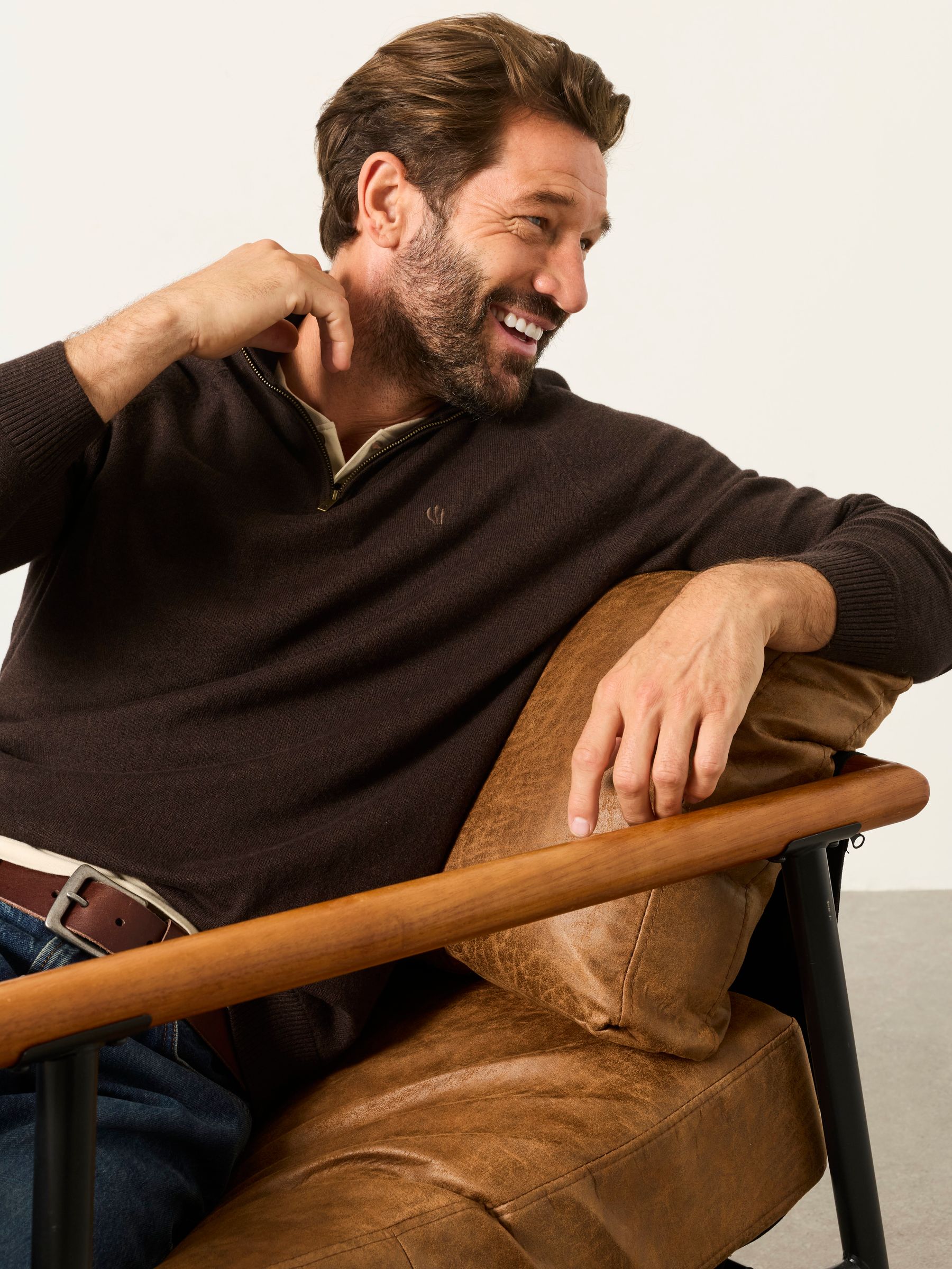 Rye Chocolate Brown Half Neck Knitted Jumper - Image 5 of 6
