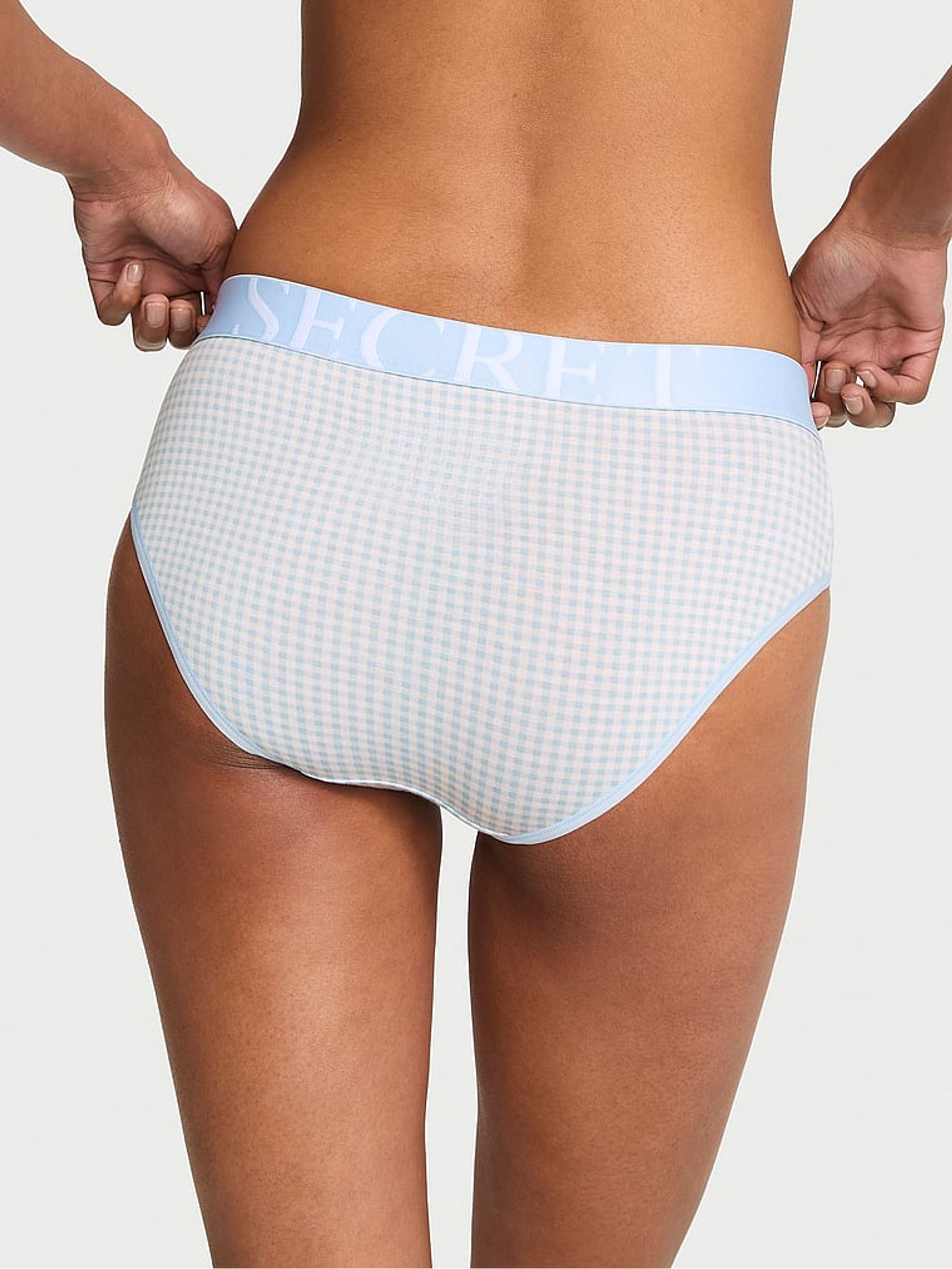 Linen Blue Gingham Hipster Exploded Logo Knickers - Image 2 of 2