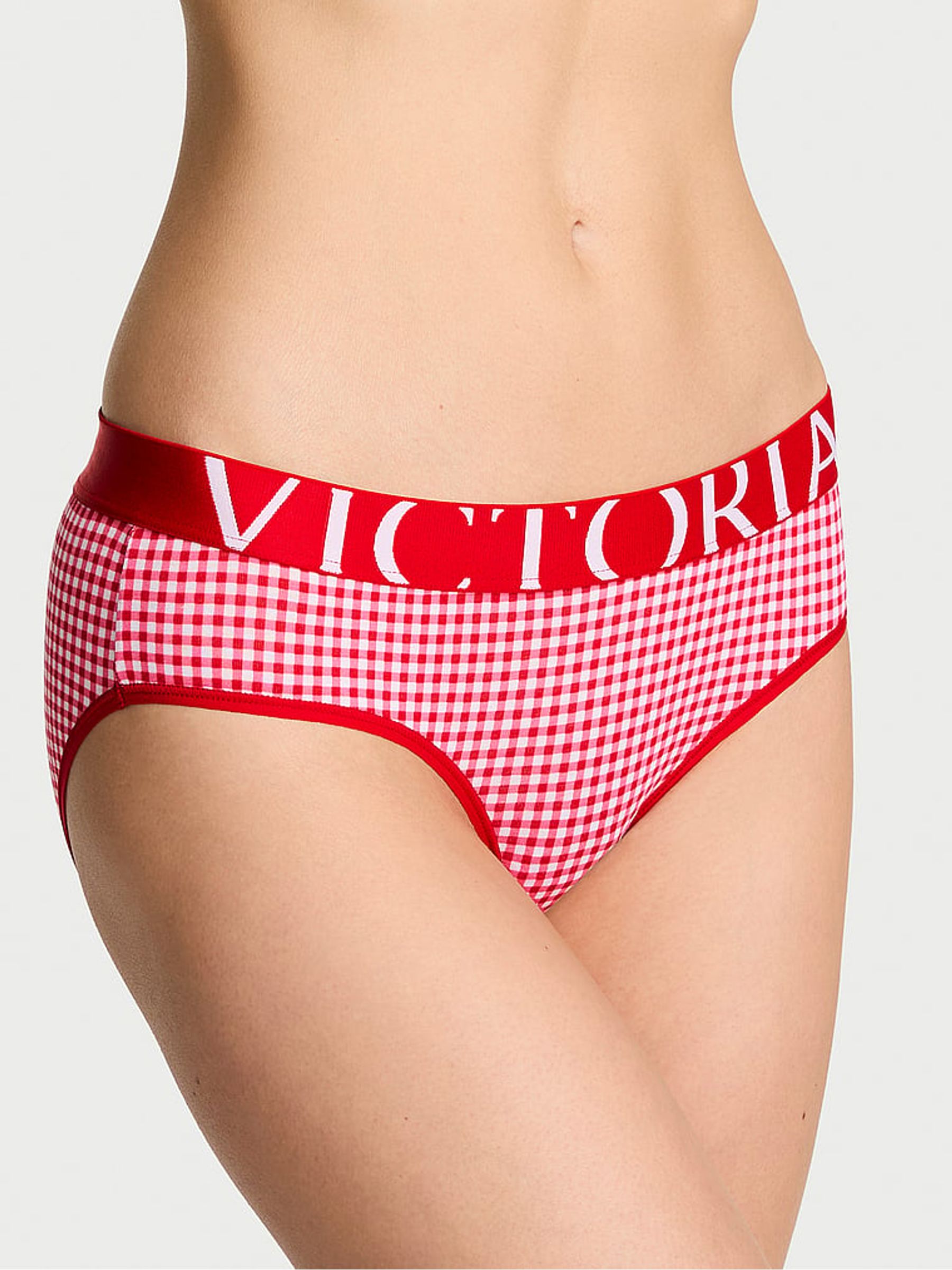 Lipstick Red Gingham Hipster Exploded Logo Knickers - Image 1 of 2