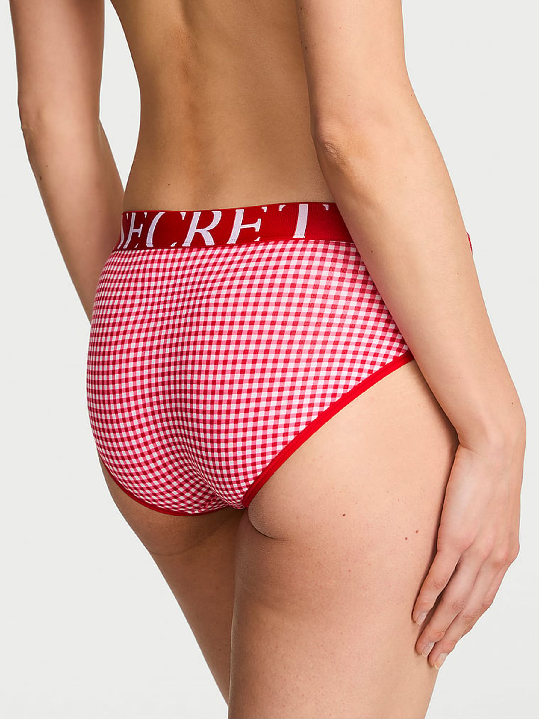 Lipstick Red Gingham Hipster Exploded Logo Knickers - Image 2 of 2