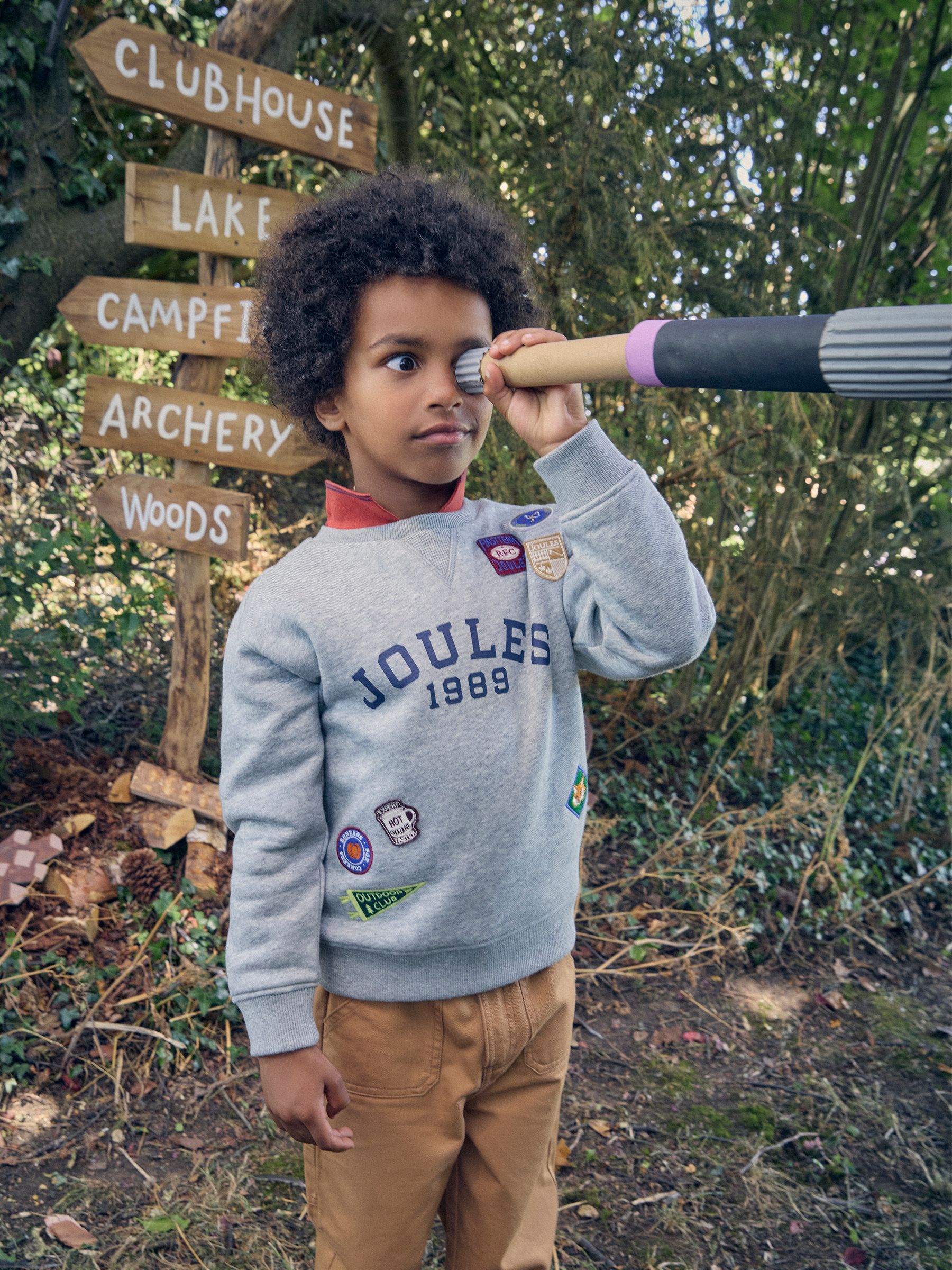 Boys' Jasper Grey Marl Crew Badge Sweatshirt - Image 1 of 7