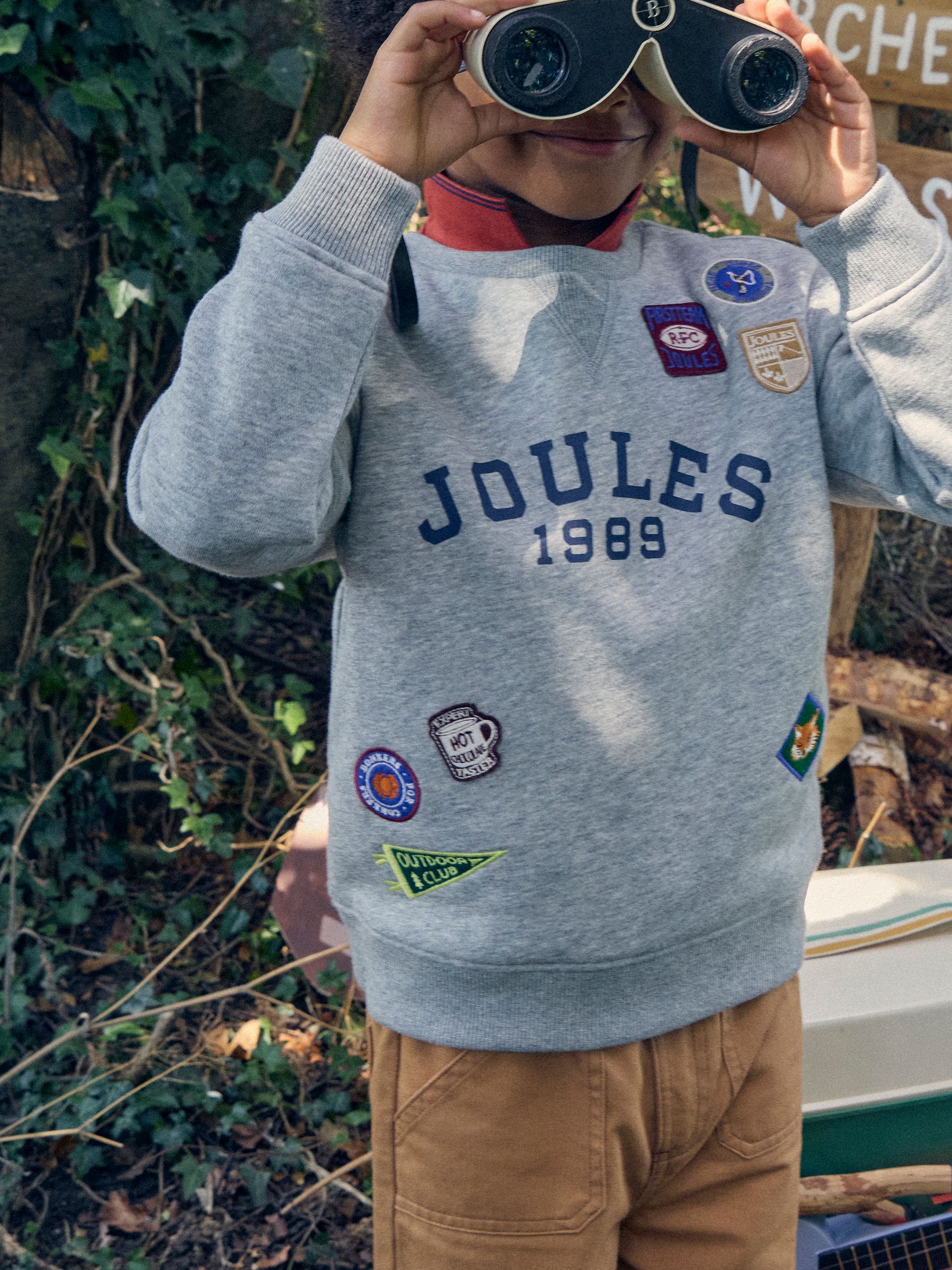 Boys' Jasper Grey Marl Crew Badge Sweatshirt - Image 2 of 7