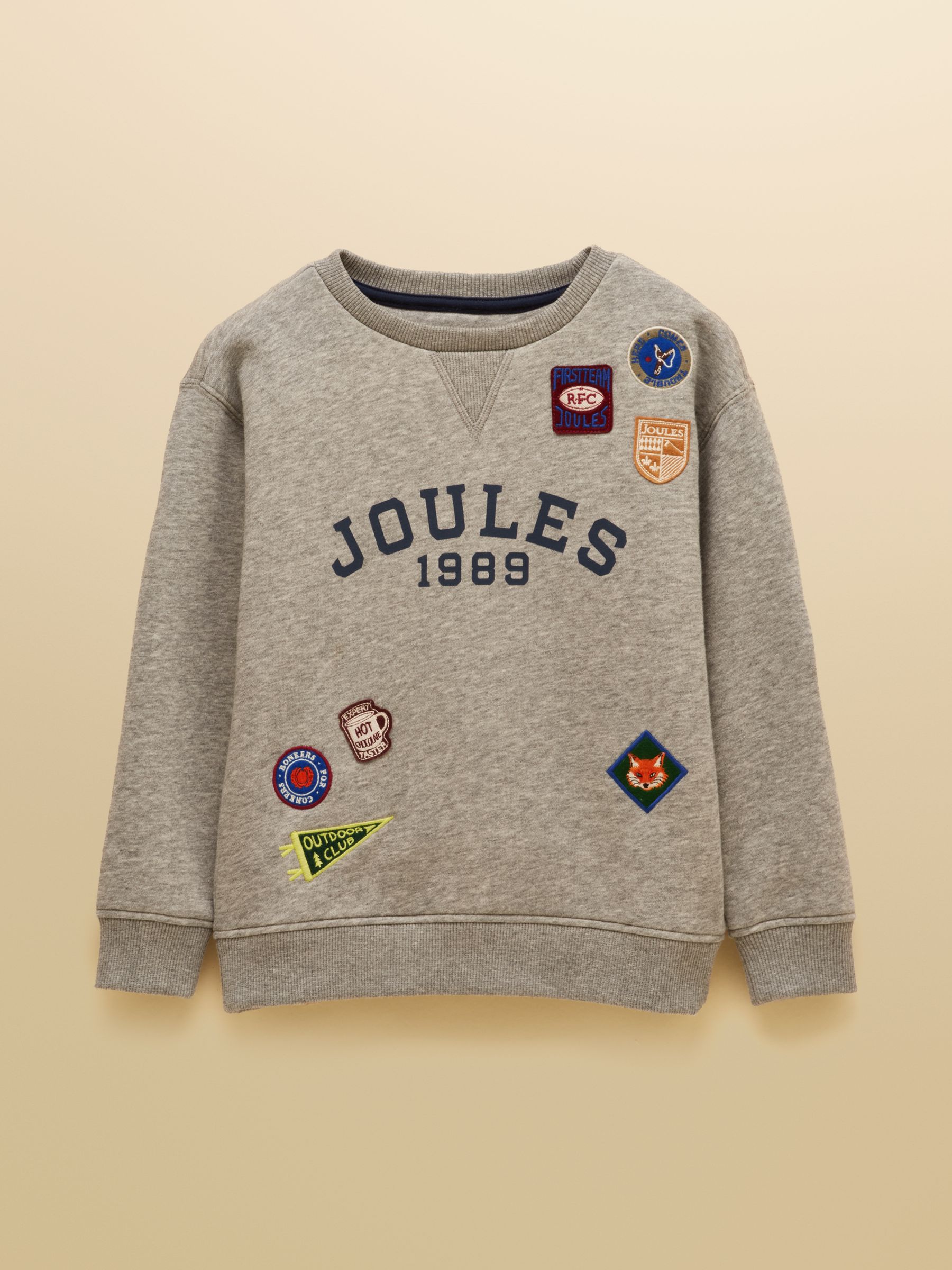 Boys' Jasper Grey Marl Crew Badge Sweatshirt - Image 3 of 7