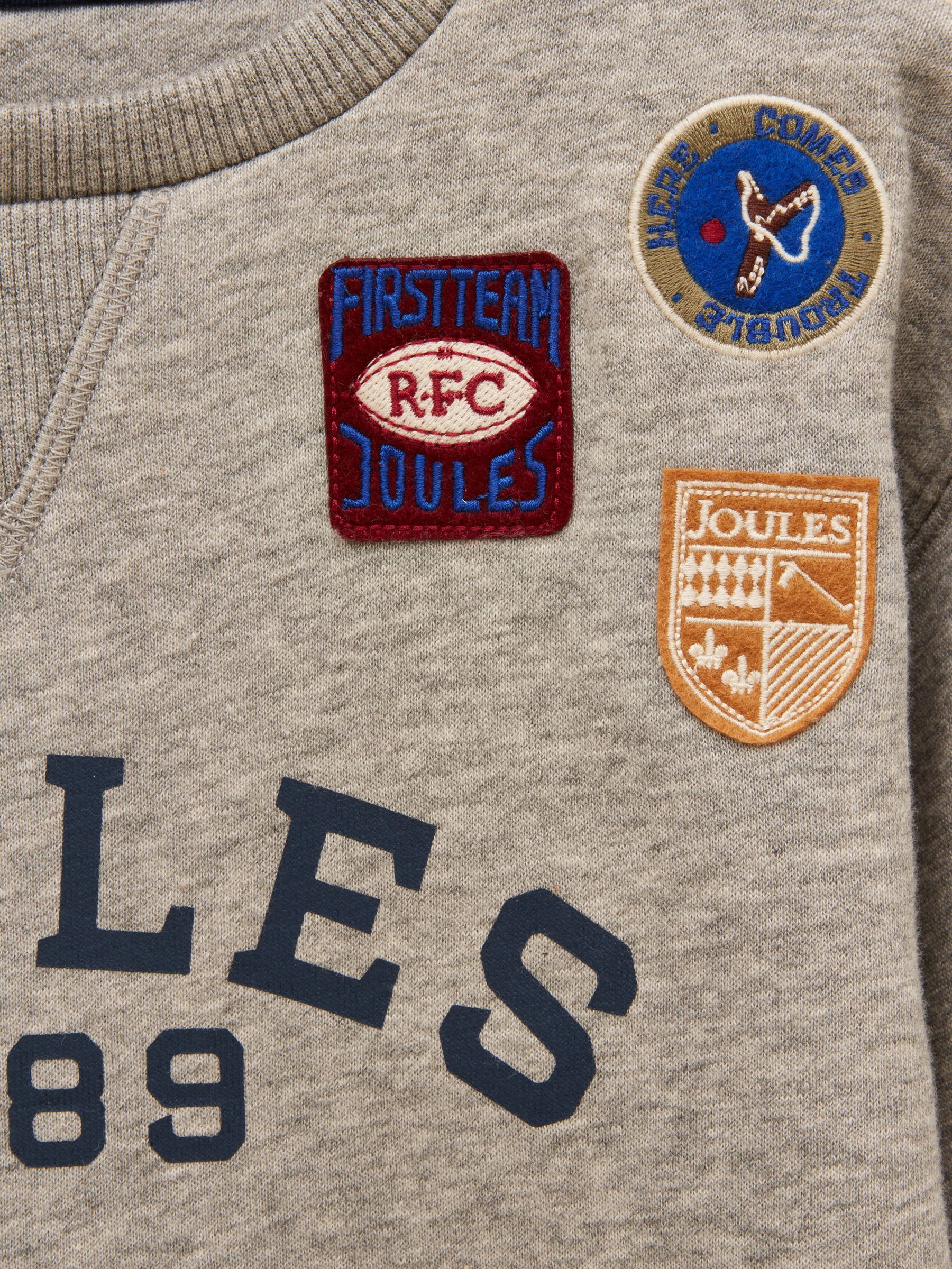 Boys' Jasper Grey Marl Crew Badge Sweatshirt - Image 5 of 7