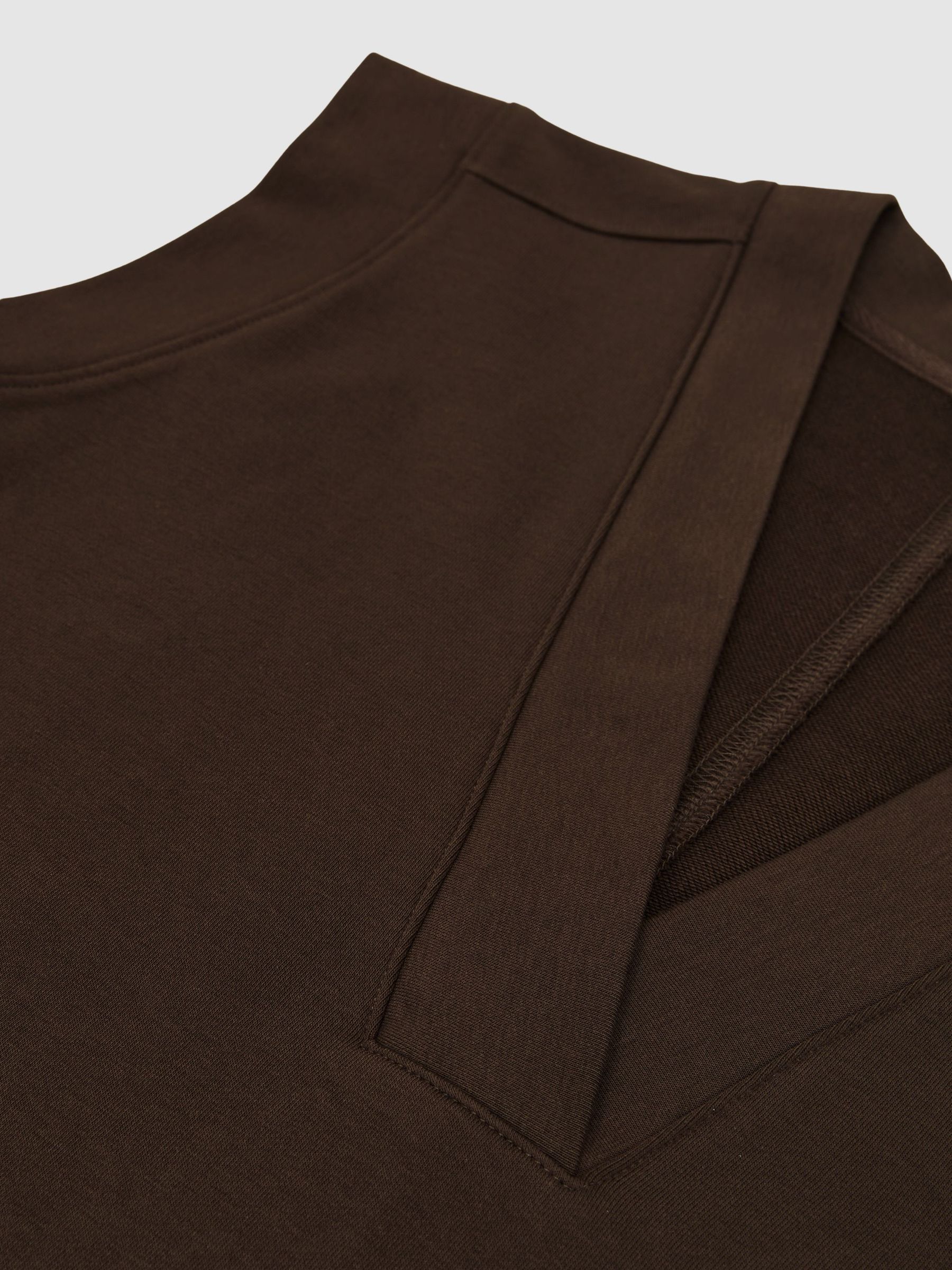 Cotton-Blend Sleeveless V-Neck Sweat Top in Chocolate Brown - Image 6 of 6