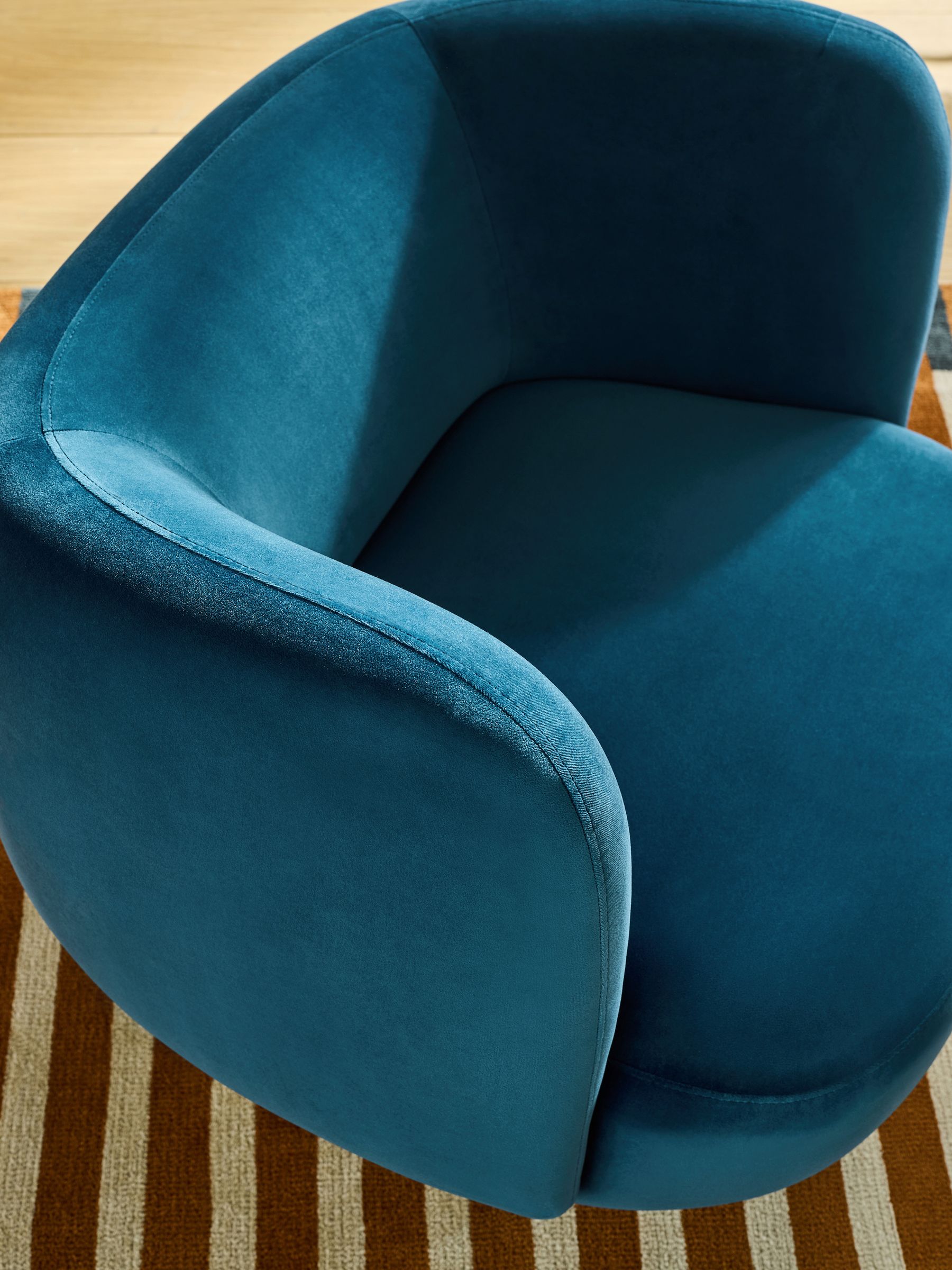 Novara Swivel Accent Chair in Petrol Blue Velvet - Image 2 of 5
