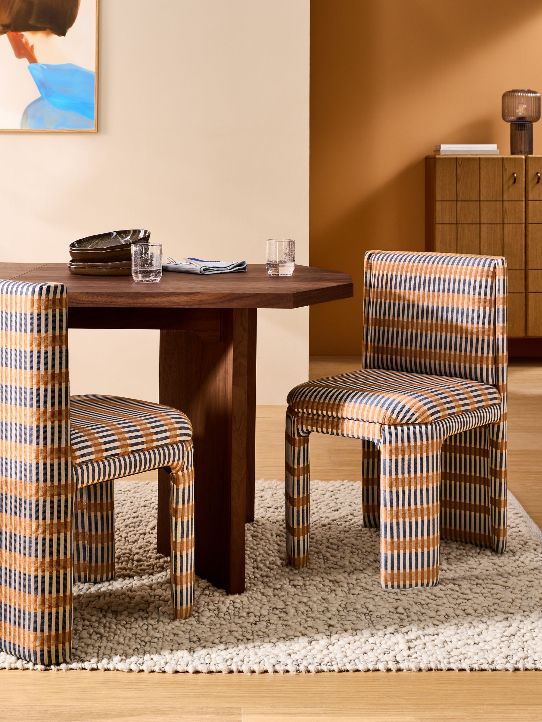Set of 2 Ciel Fully Upholstered Dining Chairs in Blue Sirio - Image 1 of 5