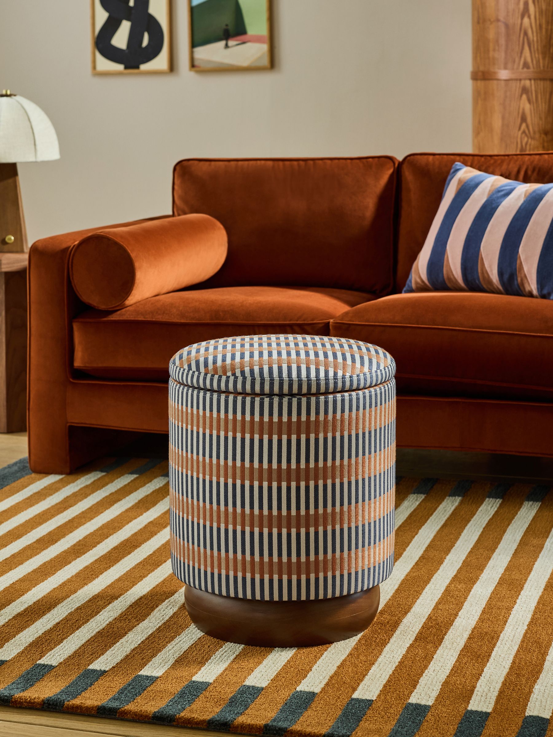 Inara Storage Stool in Blue Sirio - Image 1 of 7