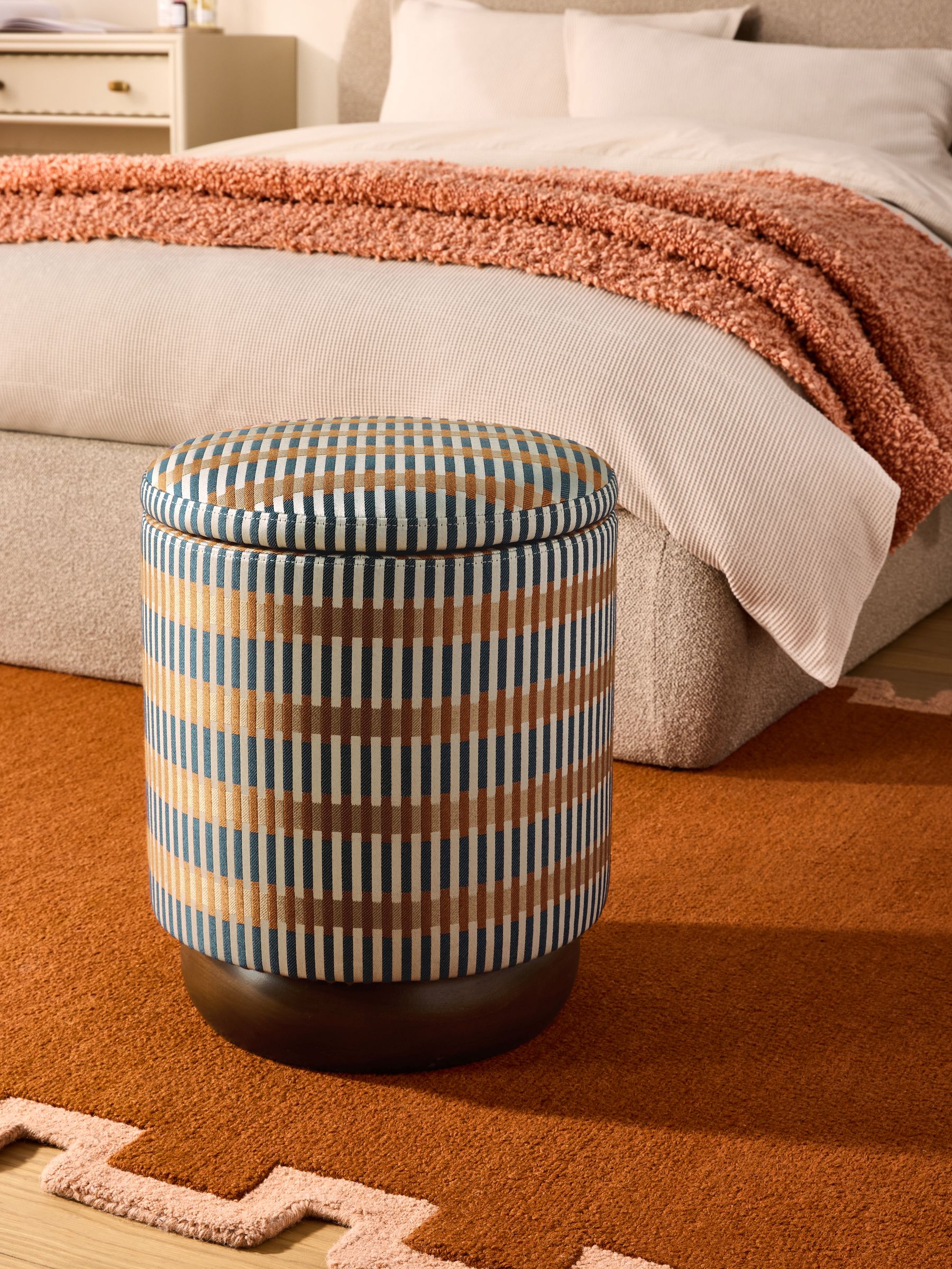 Inara Storage Stool in Blue Sirio - Image 2 of 7 Inara Storage Stool in Blue Sirio - Image 2 of 7