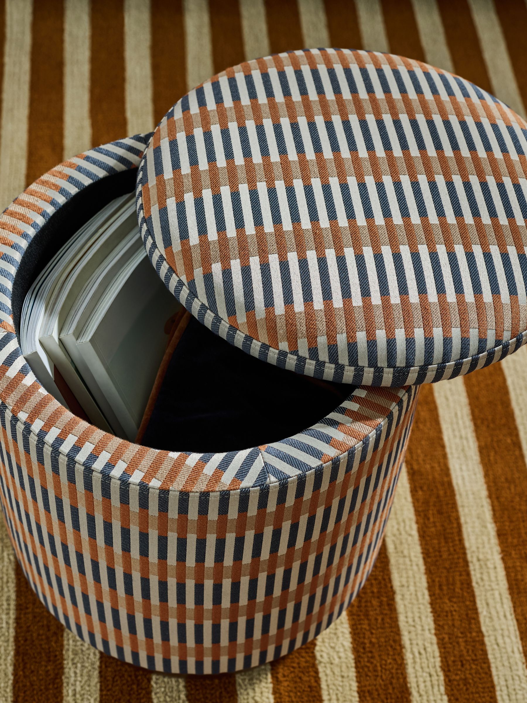 Inara Storage Stool in Blue Sirio - Image 3 of 7