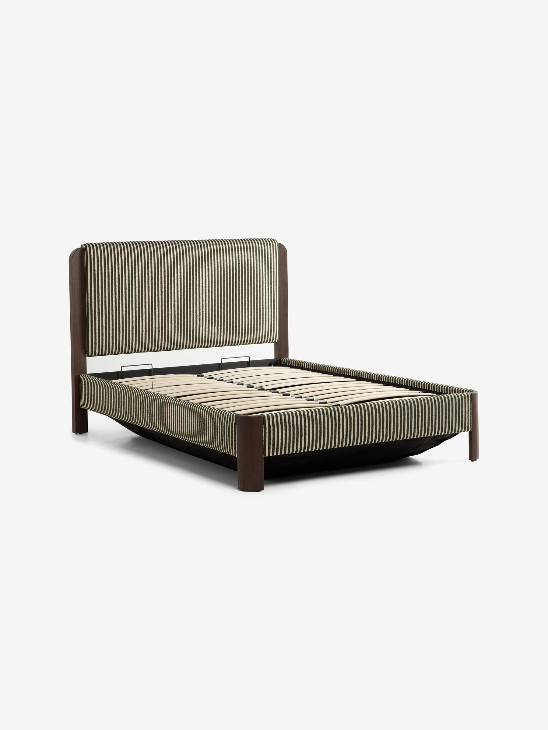 Evander Ottoman Storage Bed in Boucle Stripe Green - Image 4 of 7