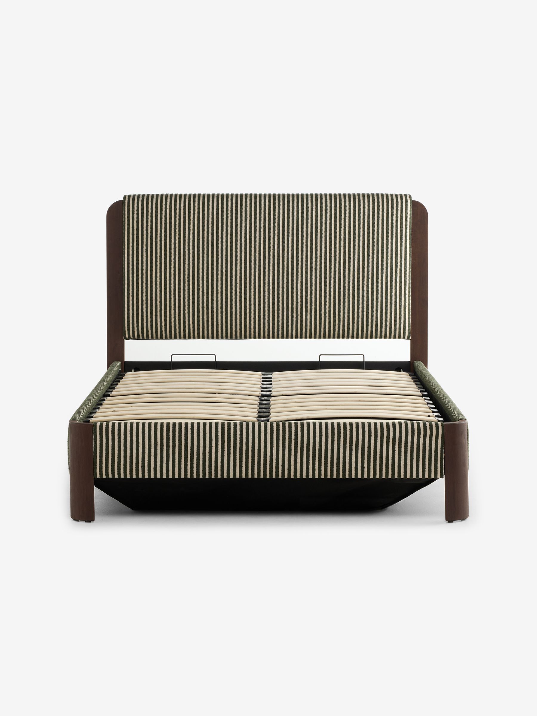 Evander Ottoman Storage Bed in Boucle Stripe Green - Image 5 of 7