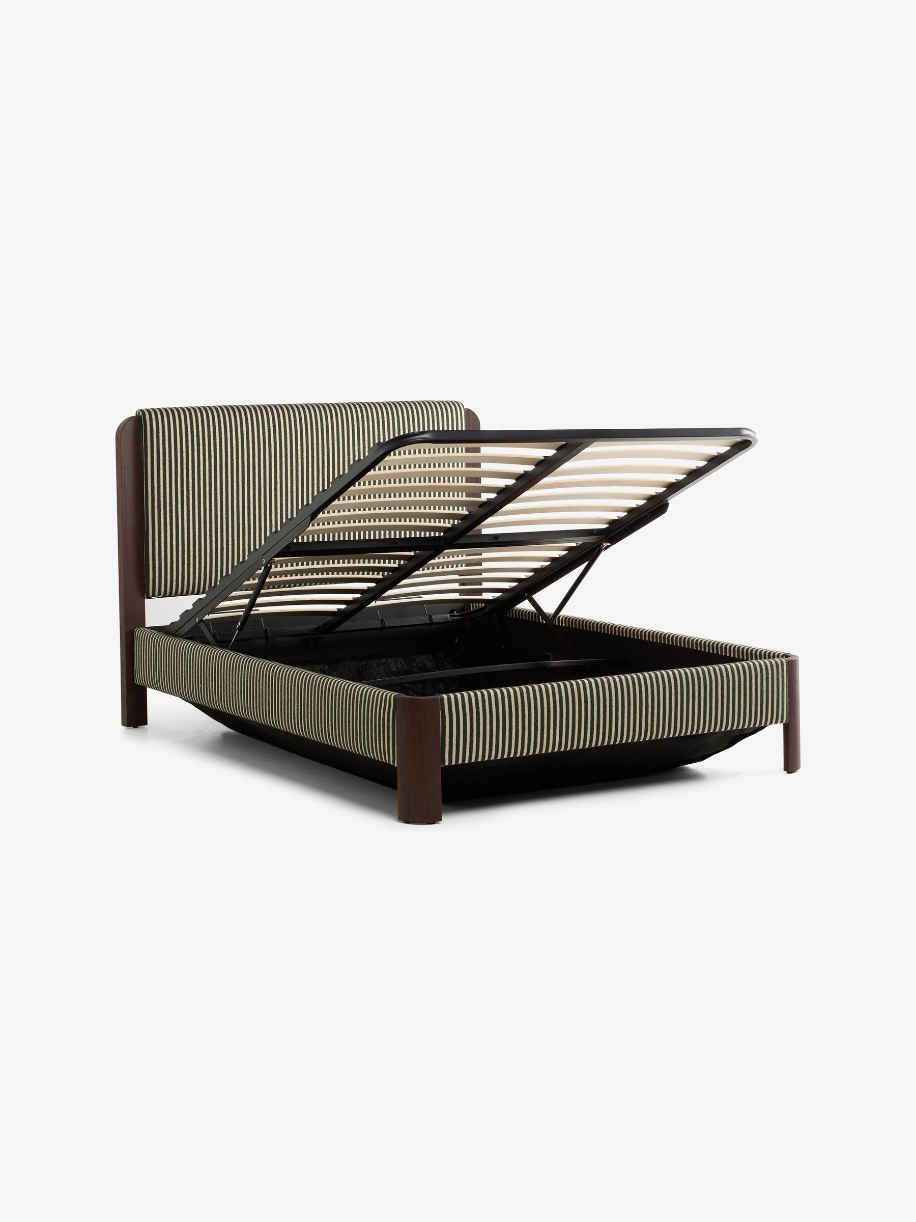 Evander Ottoman Storage Bed in Boucle Stripe Green - Image 6 of 7