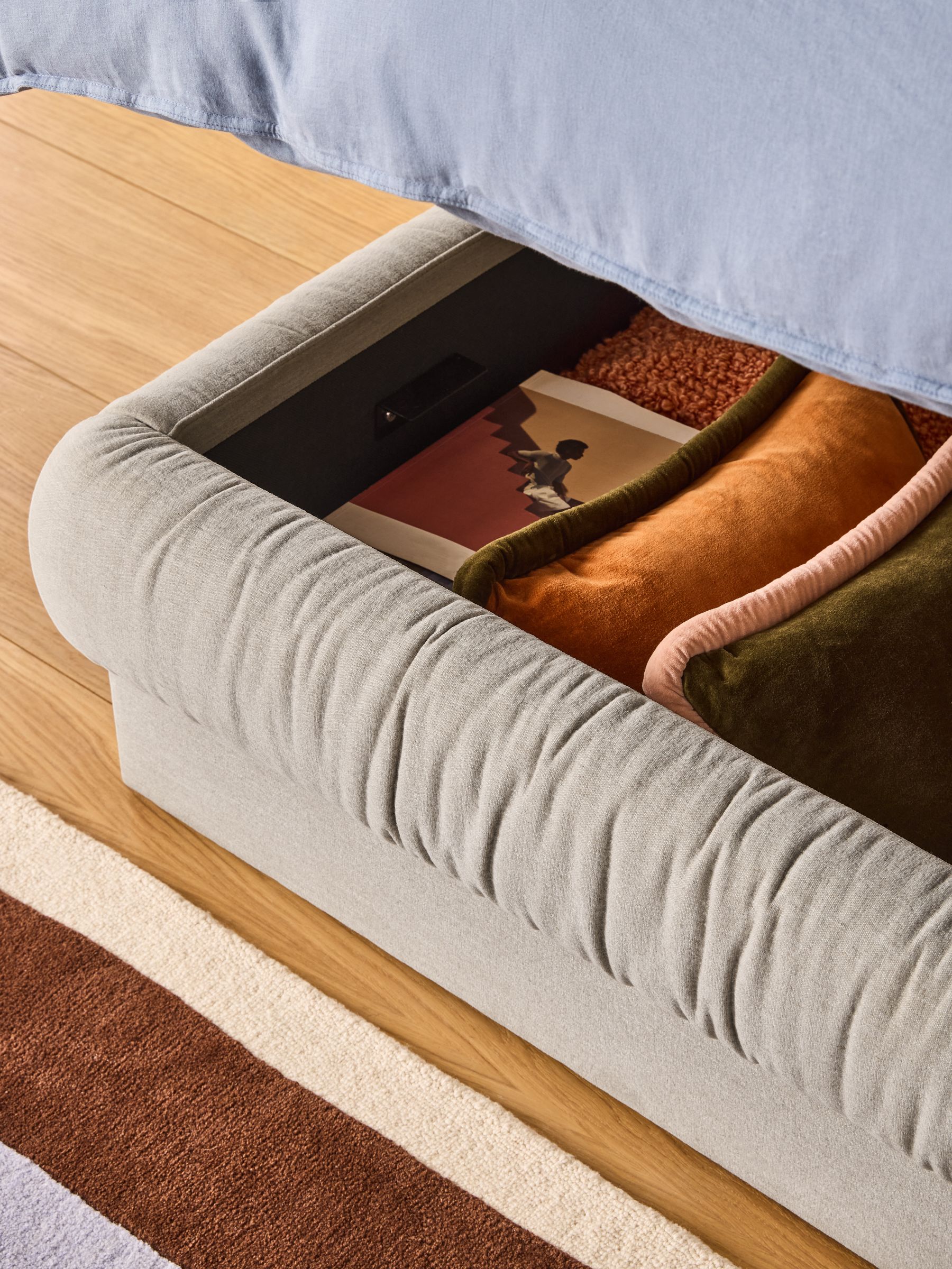 Flint Ottoman Storage Bed in Natural Textured Weave - Image 3 of 7