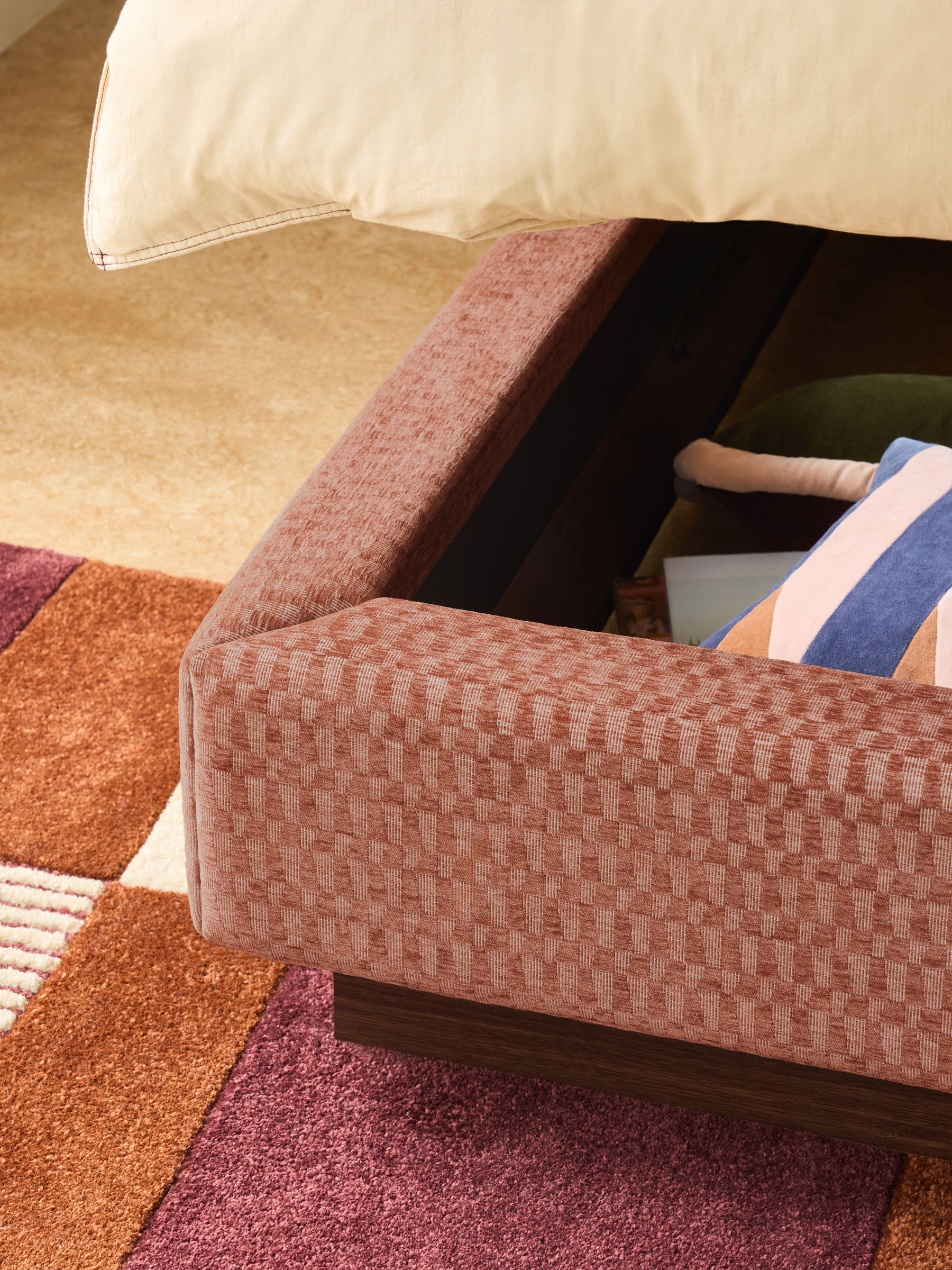 Blair Ottoman Storage King Size Hotel Bed in Lanzo Rust Orange - Image 3 of 6