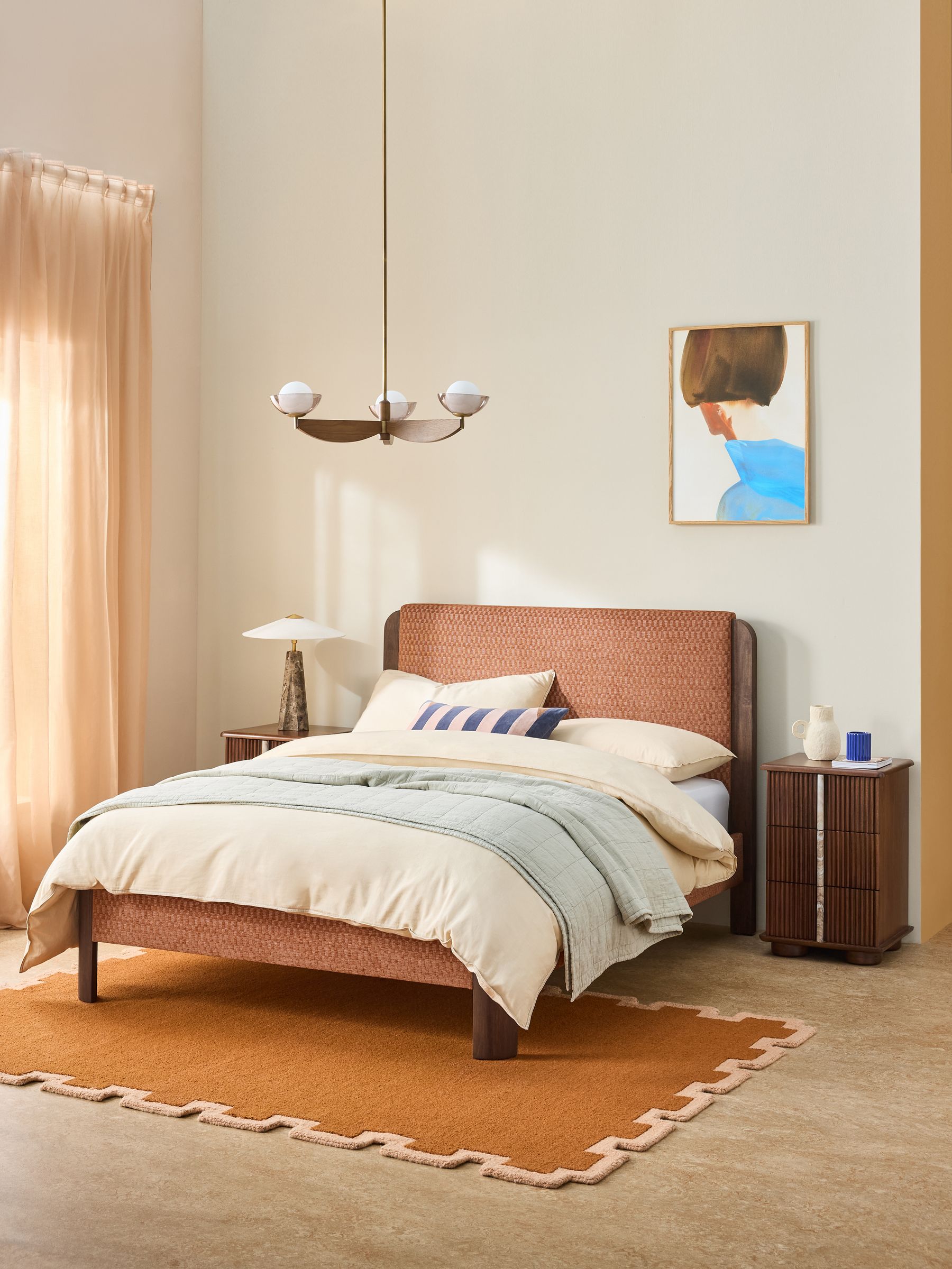 Evander Bed in Lanzo Rust Orange - Image 1 of 4