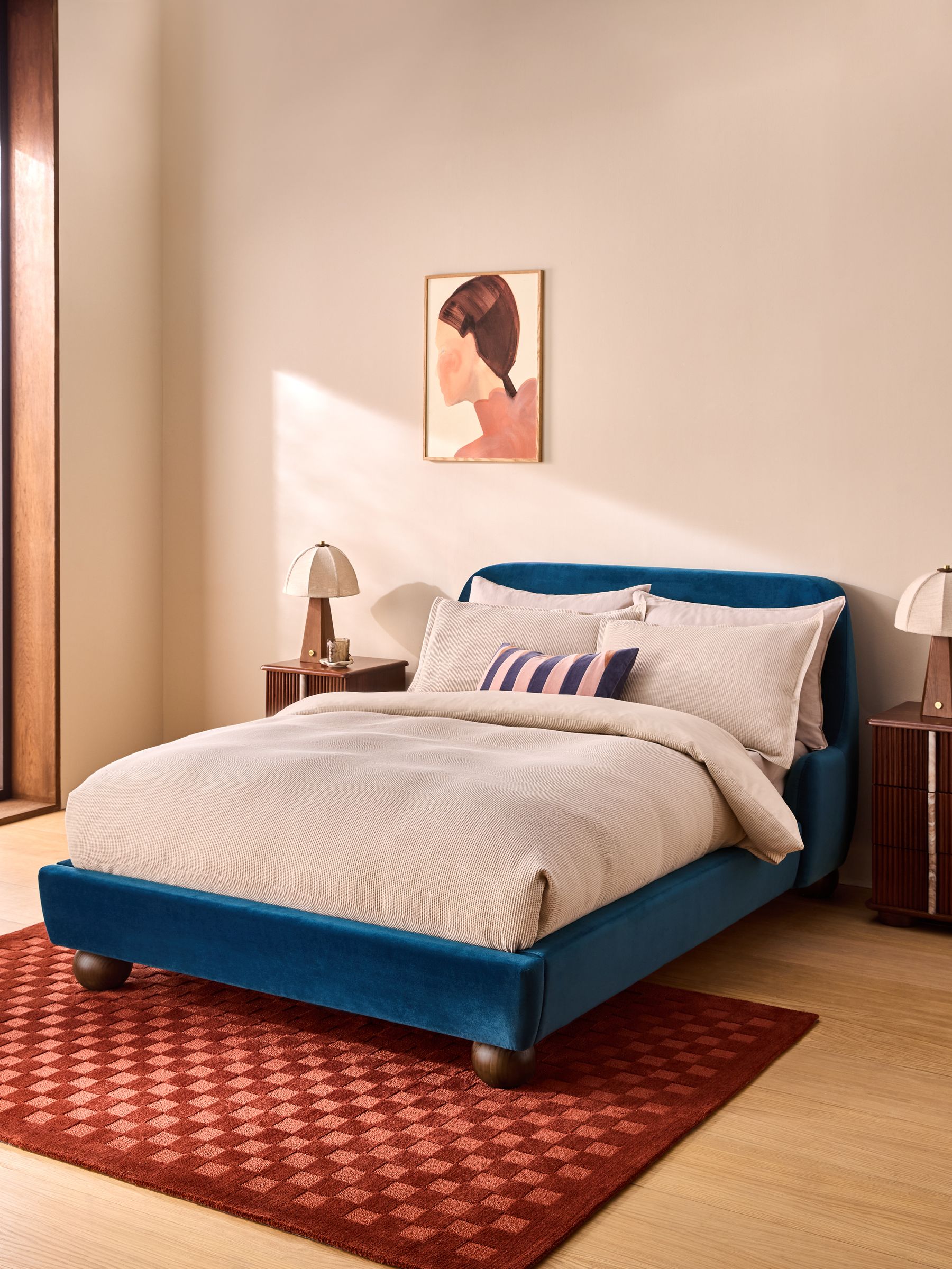 Ellio Bed in Petrol Blue Velvet - Image 1 of 5