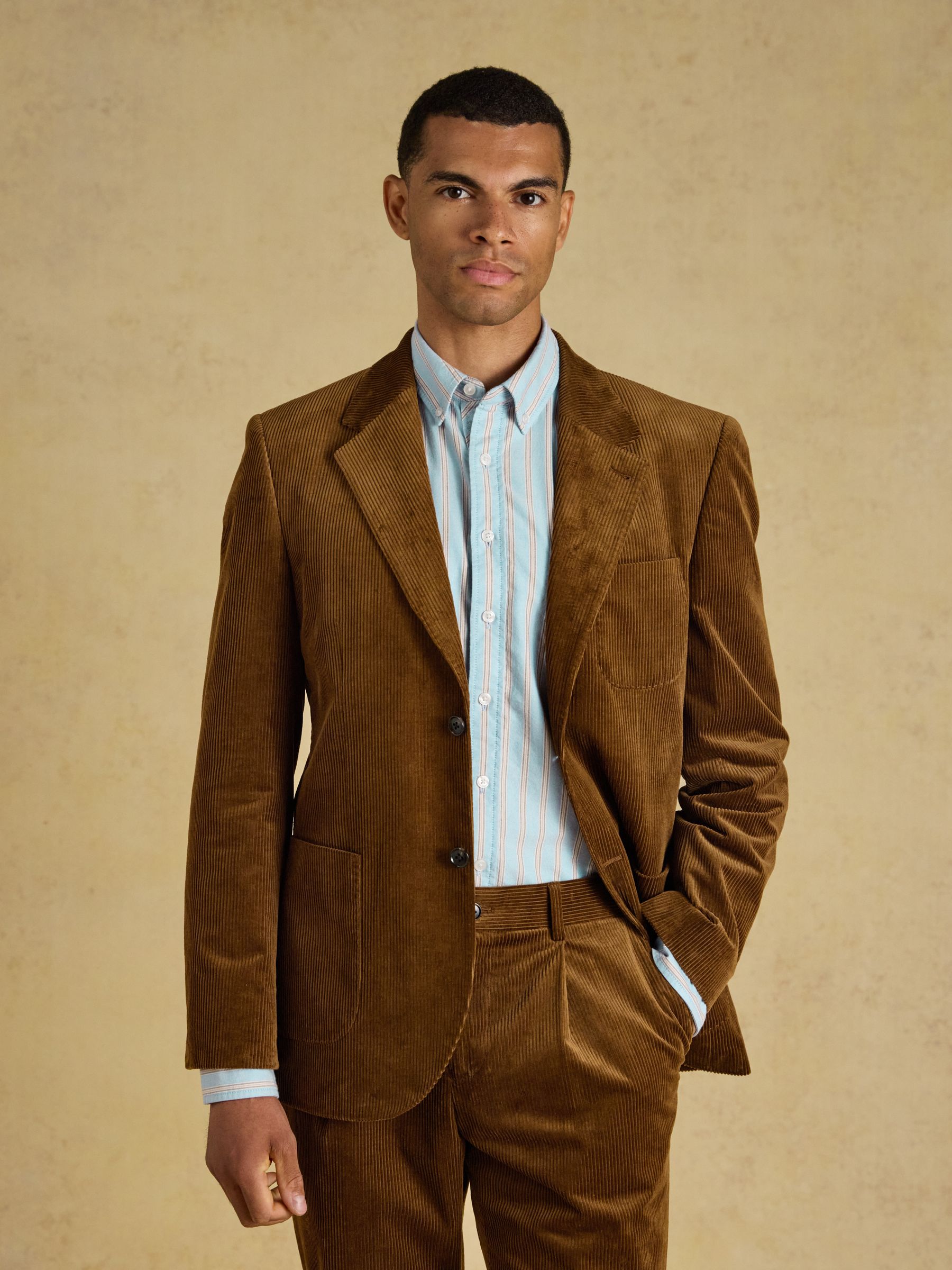 Brown Relaxed Fit Corduroy Suit Jacket - Image 13 of 15