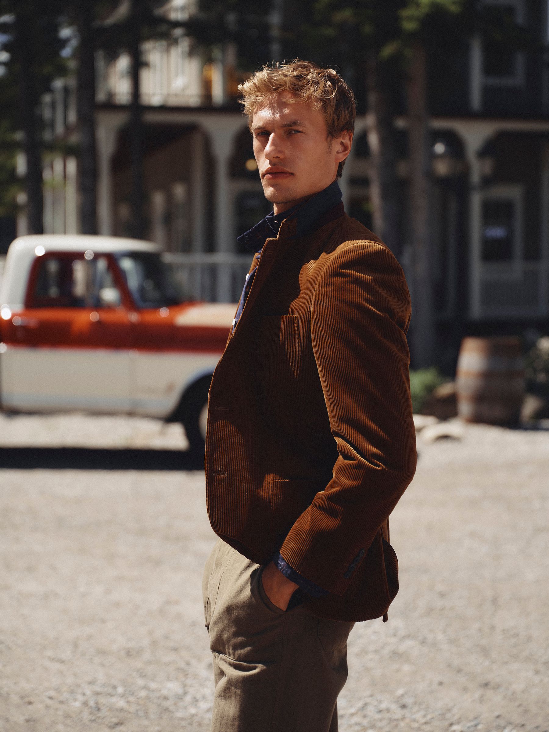 Brown Relaxed Fit Corduroy Suit Jacket - Image 2 of 15