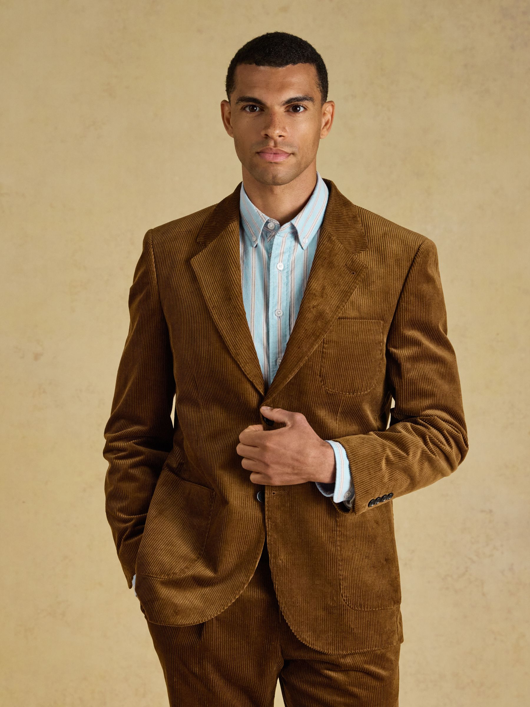 Brown Relaxed Fit Corduroy Suit Jacket - Image 3 of 15