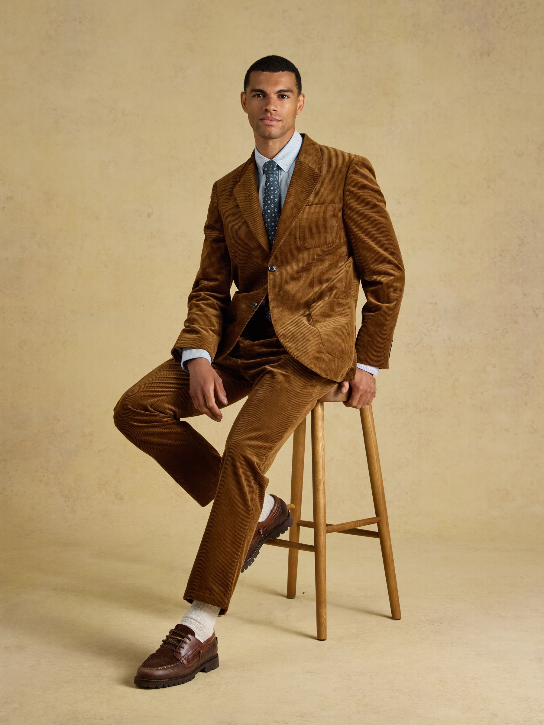 Brown Relaxed Fit Corduroy Suit Jacket - Image 5 of 15