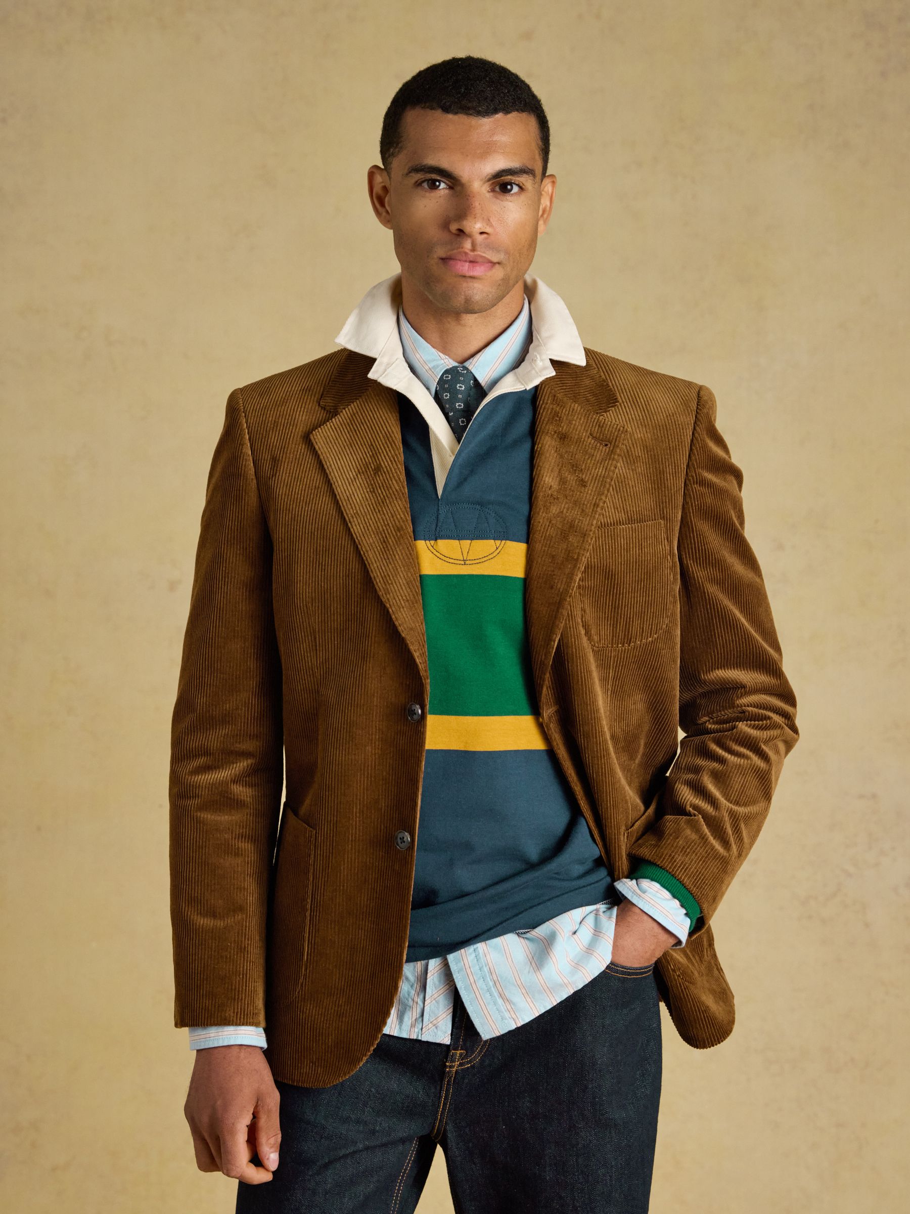 Brown Relaxed Fit Corduroy Suit Jacket - Image 6 of 15