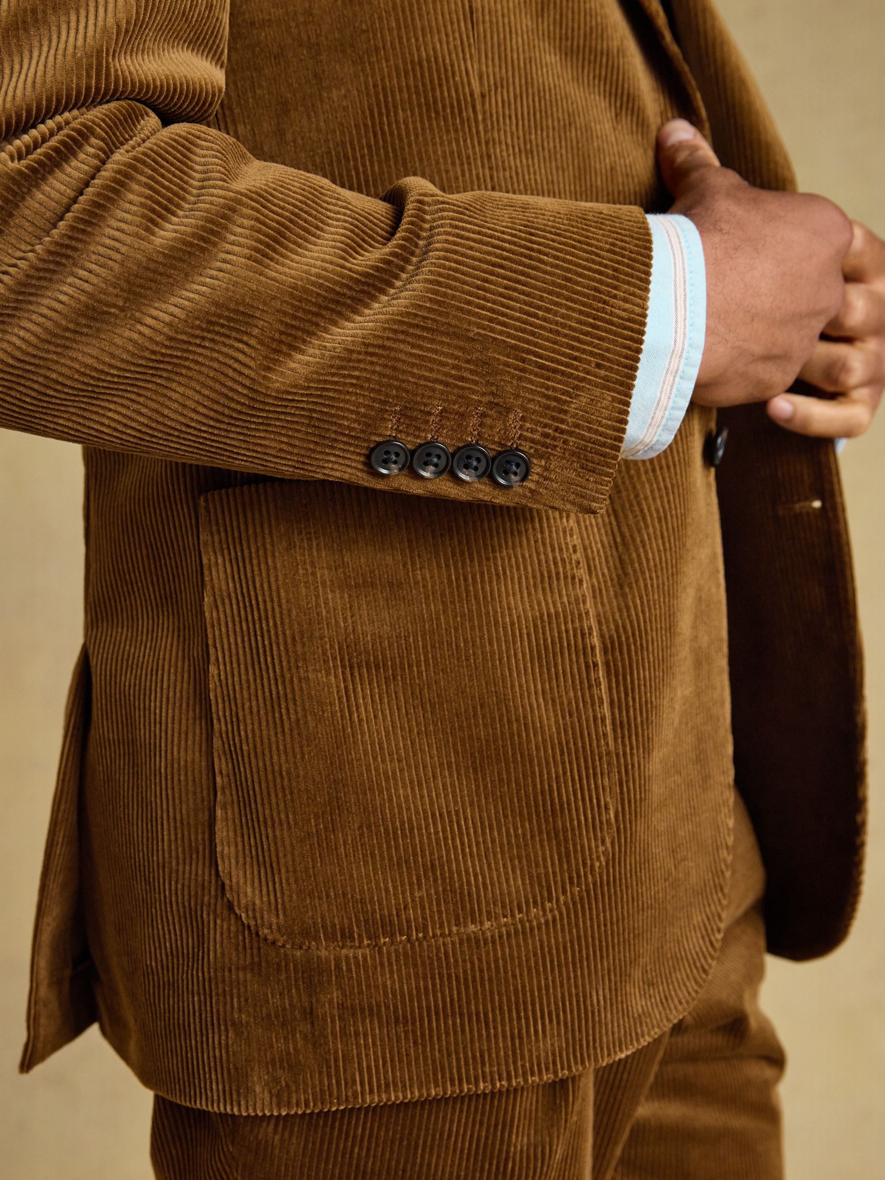 Brown Relaxed Fit Corduroy Suit Jacket - Image 7 of 15
