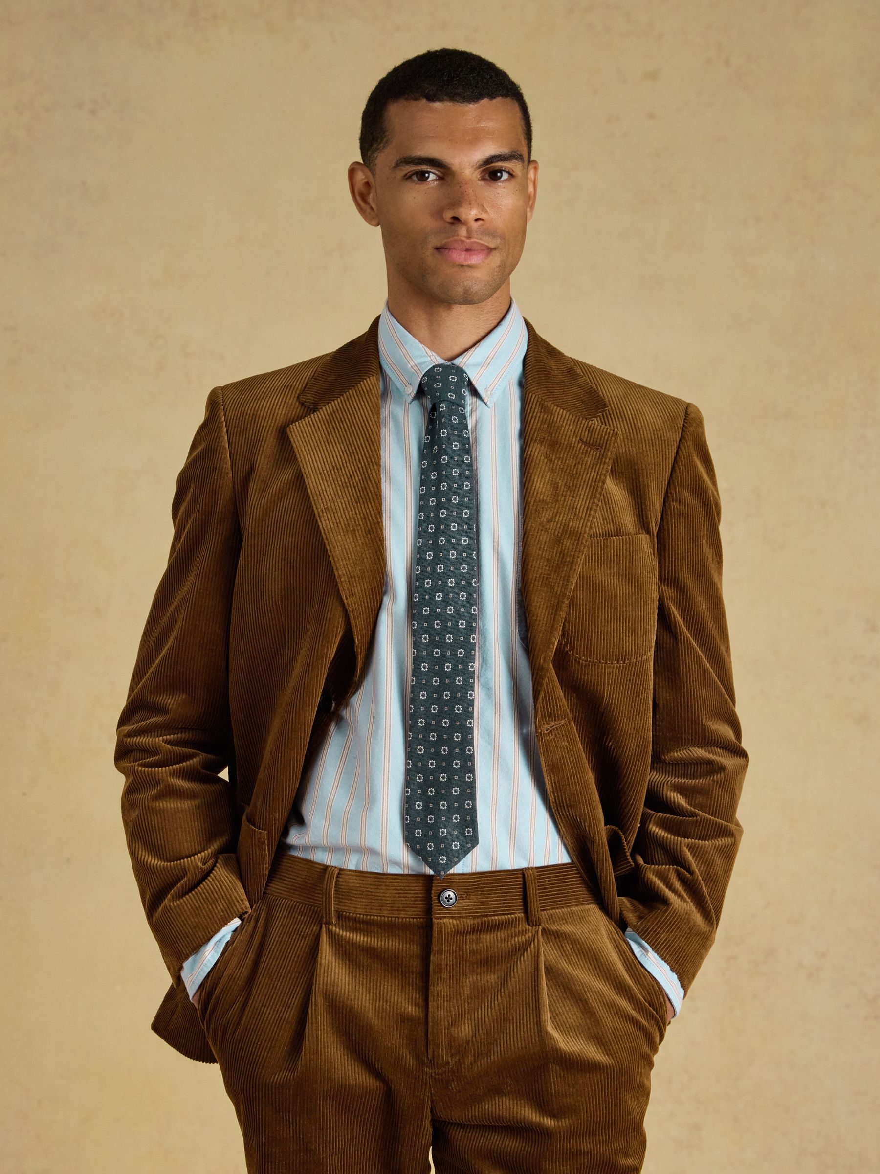 Brown Relaxed Fit Corduroy Suit Jacket - Image 8 of 15