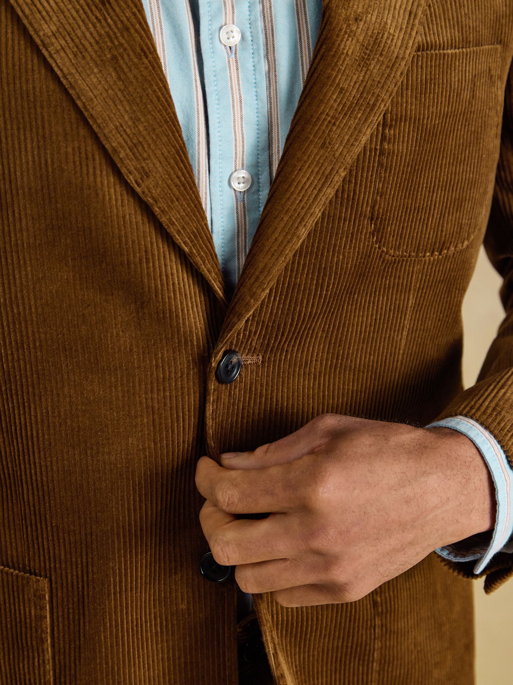 Brown Relaxed Fit Corduroy Suit Jacket - Image 9 of 15