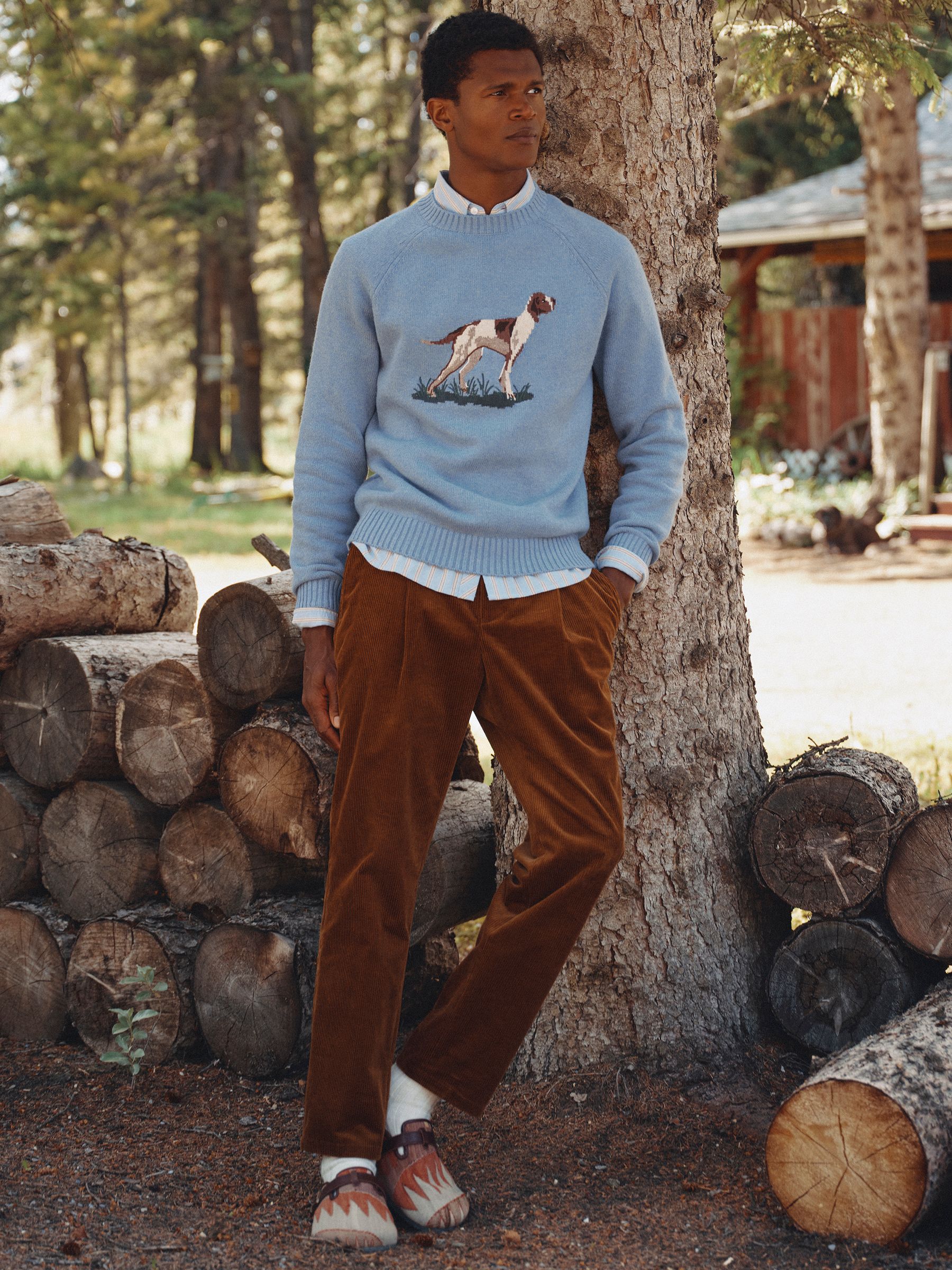 Brown Relaxed Fit Corduroy Suit Trousers - Image 1 of 7