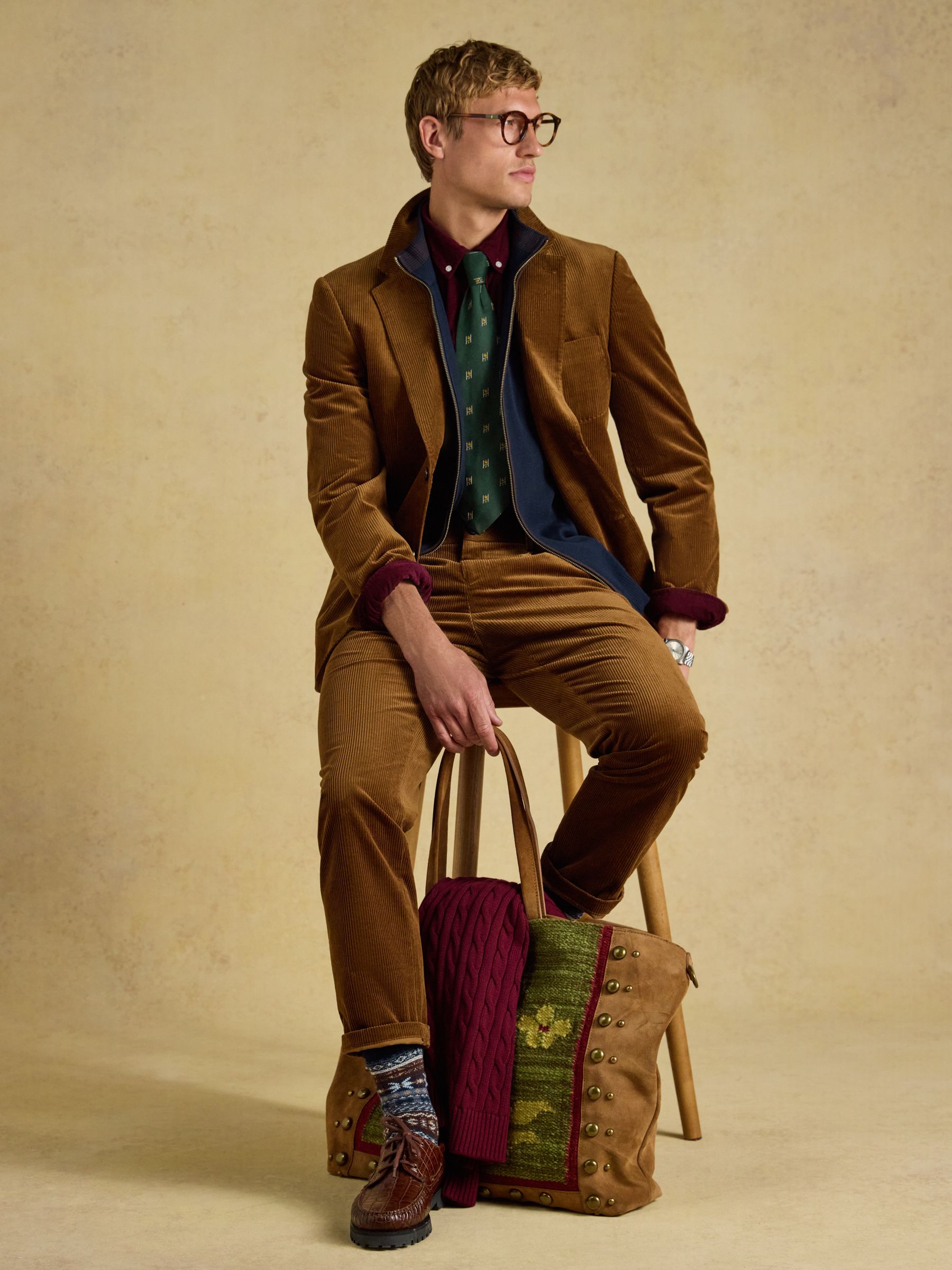 Brown Relaxed Fit Corduroy Suit Trousers - Image 4 of 7