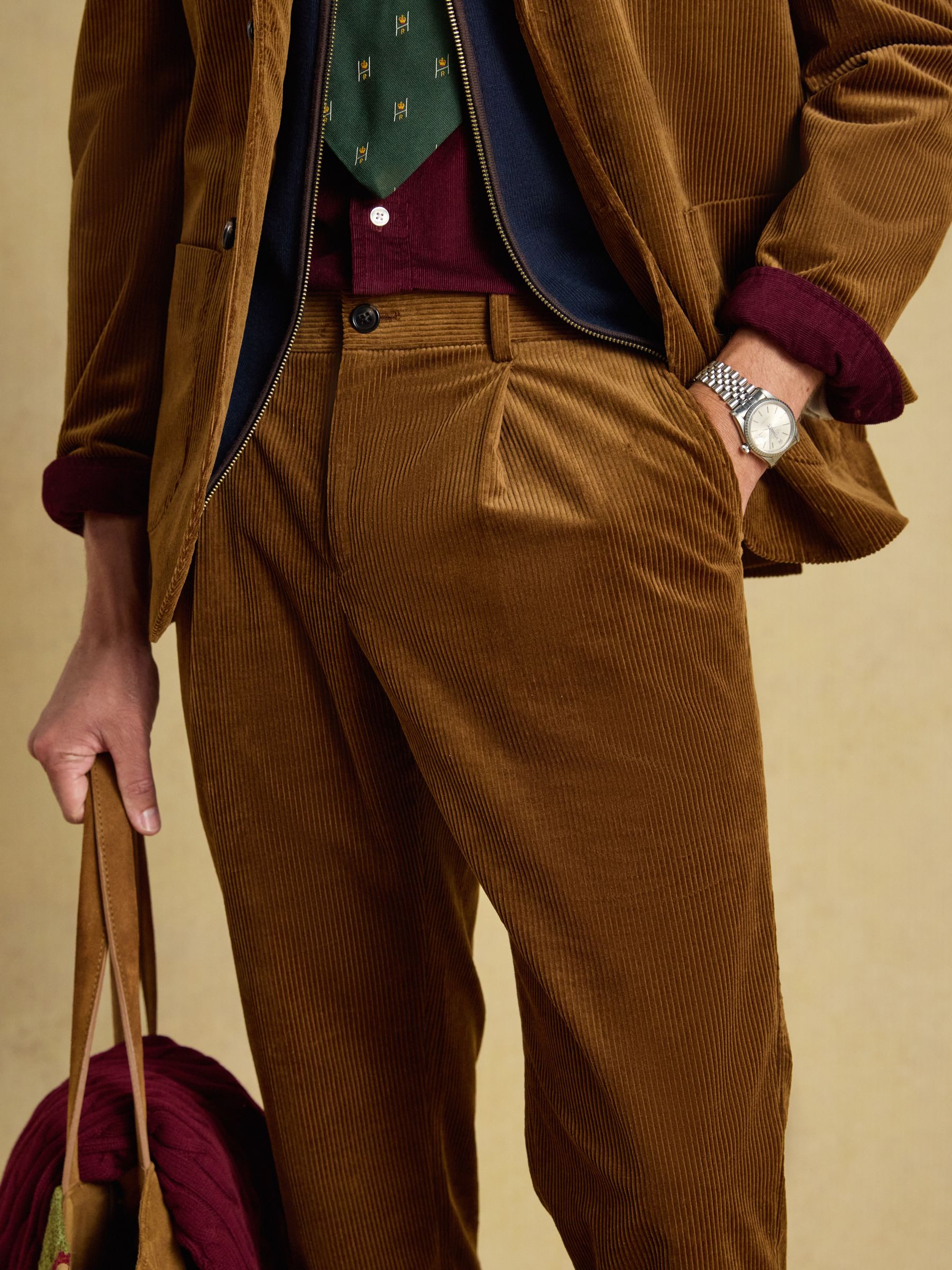Brown Relaxed Fit Corduroy Suit Trousers - Image 5 of 7