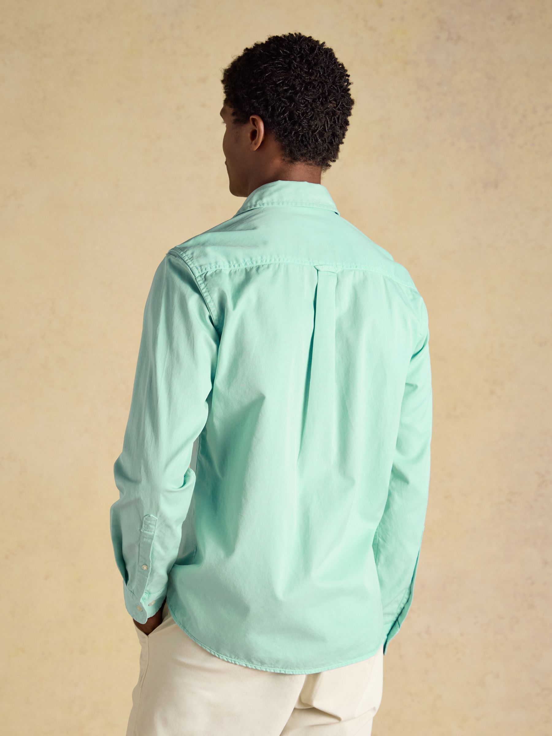 Mint Green Garment Dyed Cotton Twill Long Sleeve Shirt | Joules