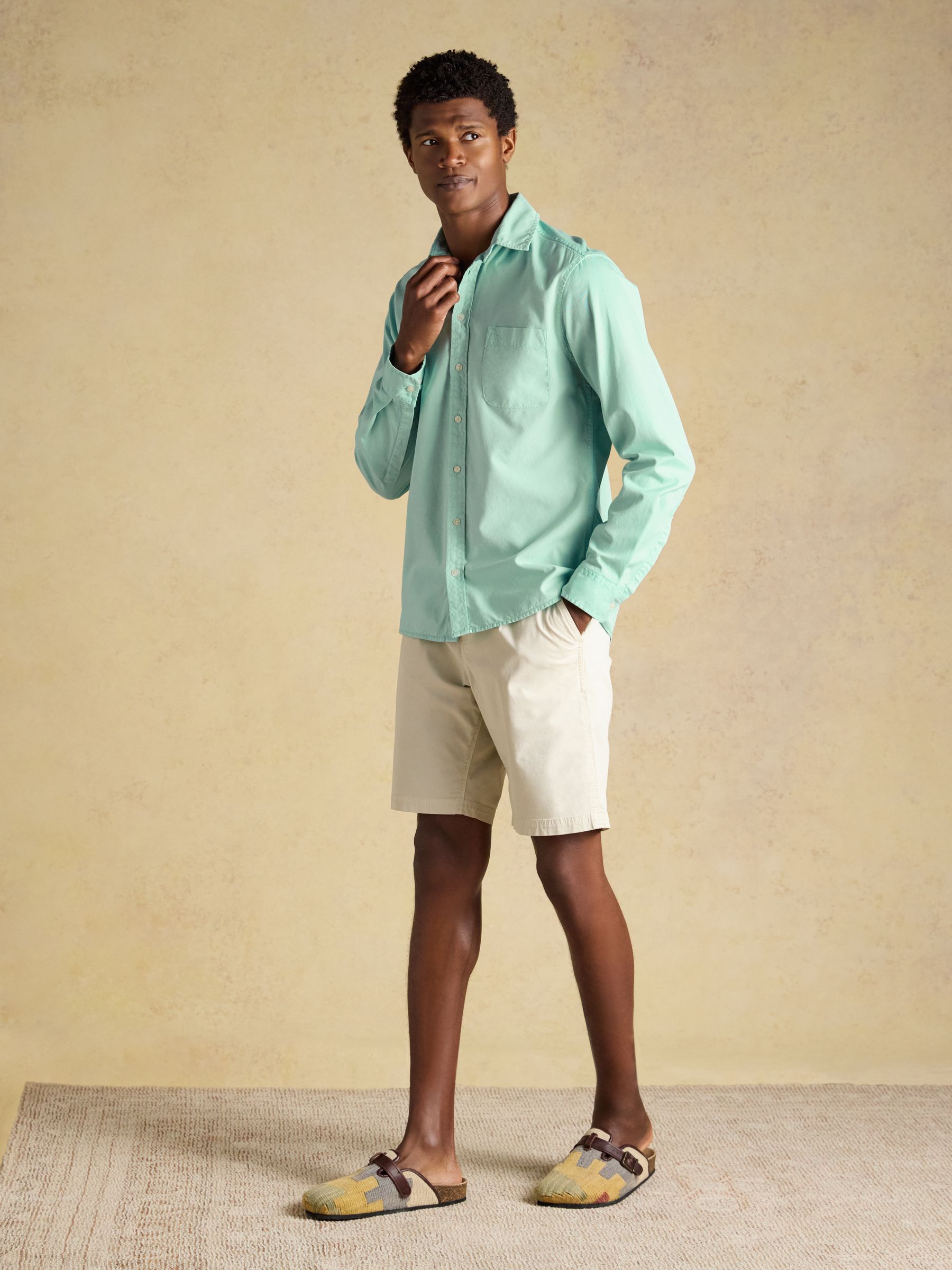 Mint Green Garment Dyed Cotton Twill Long Sleeve Shirt - Image 7 of 12