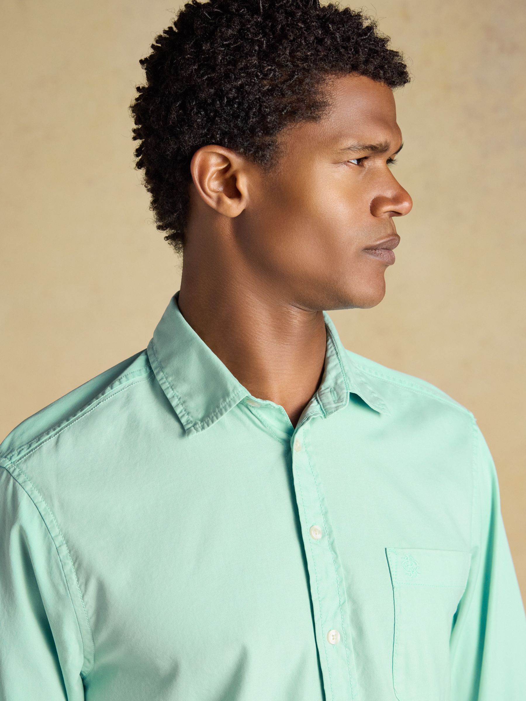 Mint Green Garment Dyed Cotton Twill Long Sleeve Shirt - Image 9 of 12