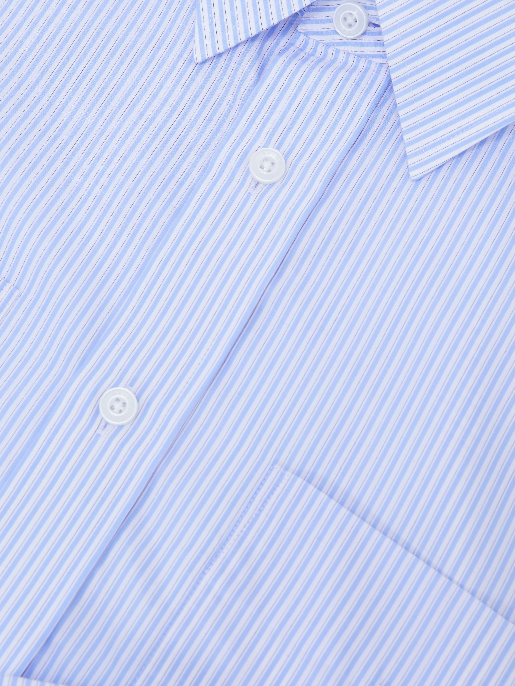 Lyocell Stripe Button-Through Overshirt in Soft Blue - image 3